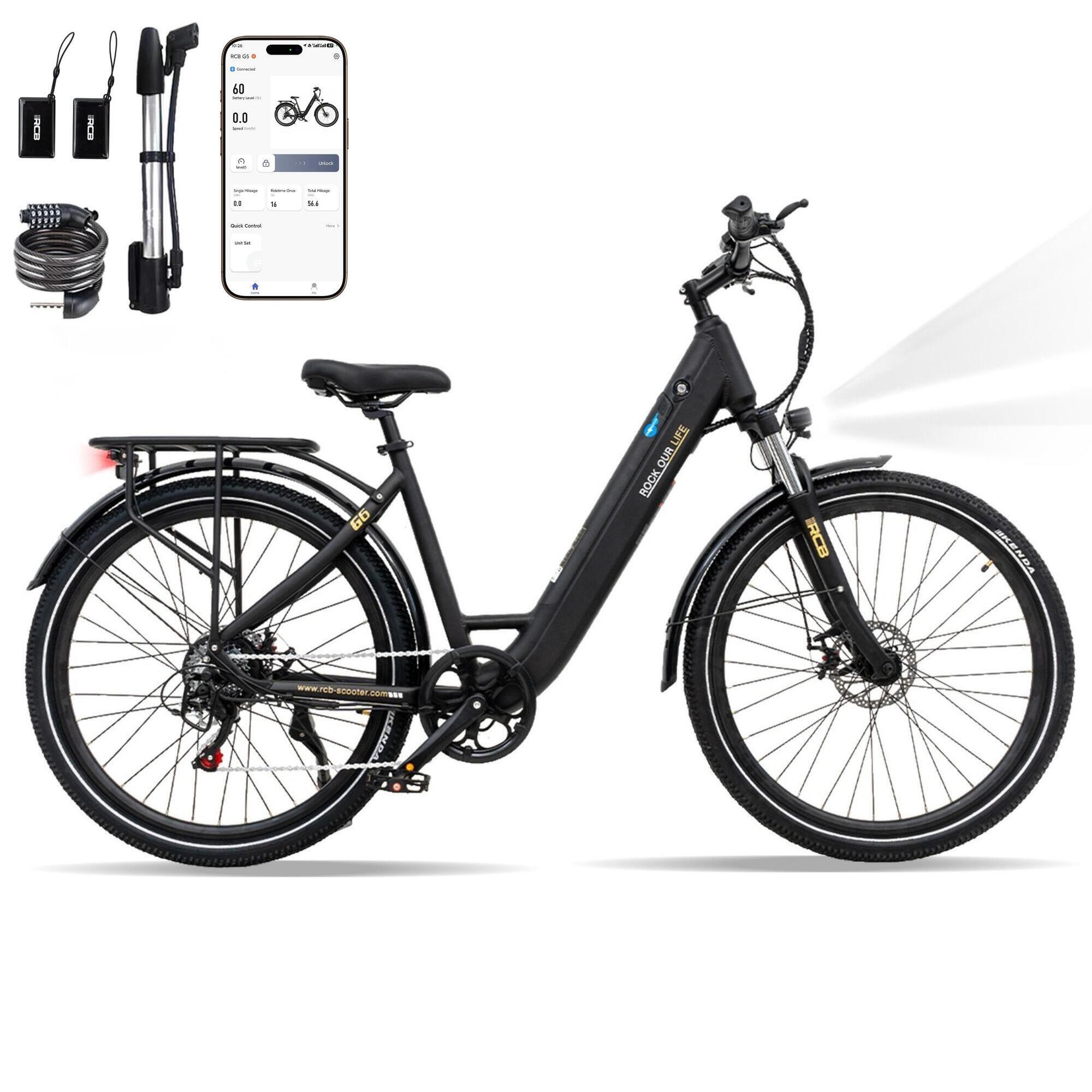 Rower elektryczny dla Dorosłych 27,5" E-Bike, APP NFC, RCB-G6