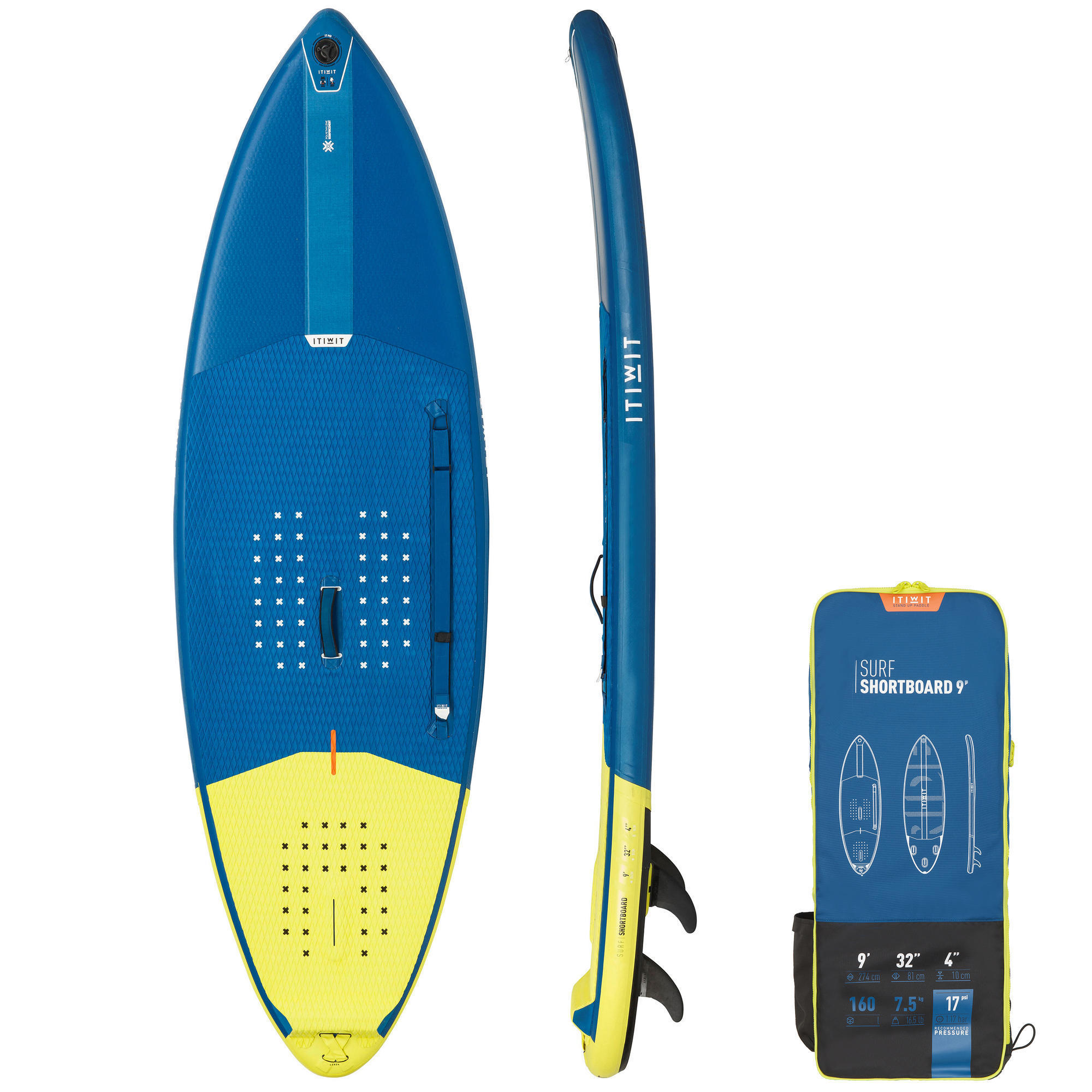 Deska stand up paddle shortboard surf Itiwit 500 9' 160 L pneumatyczna
