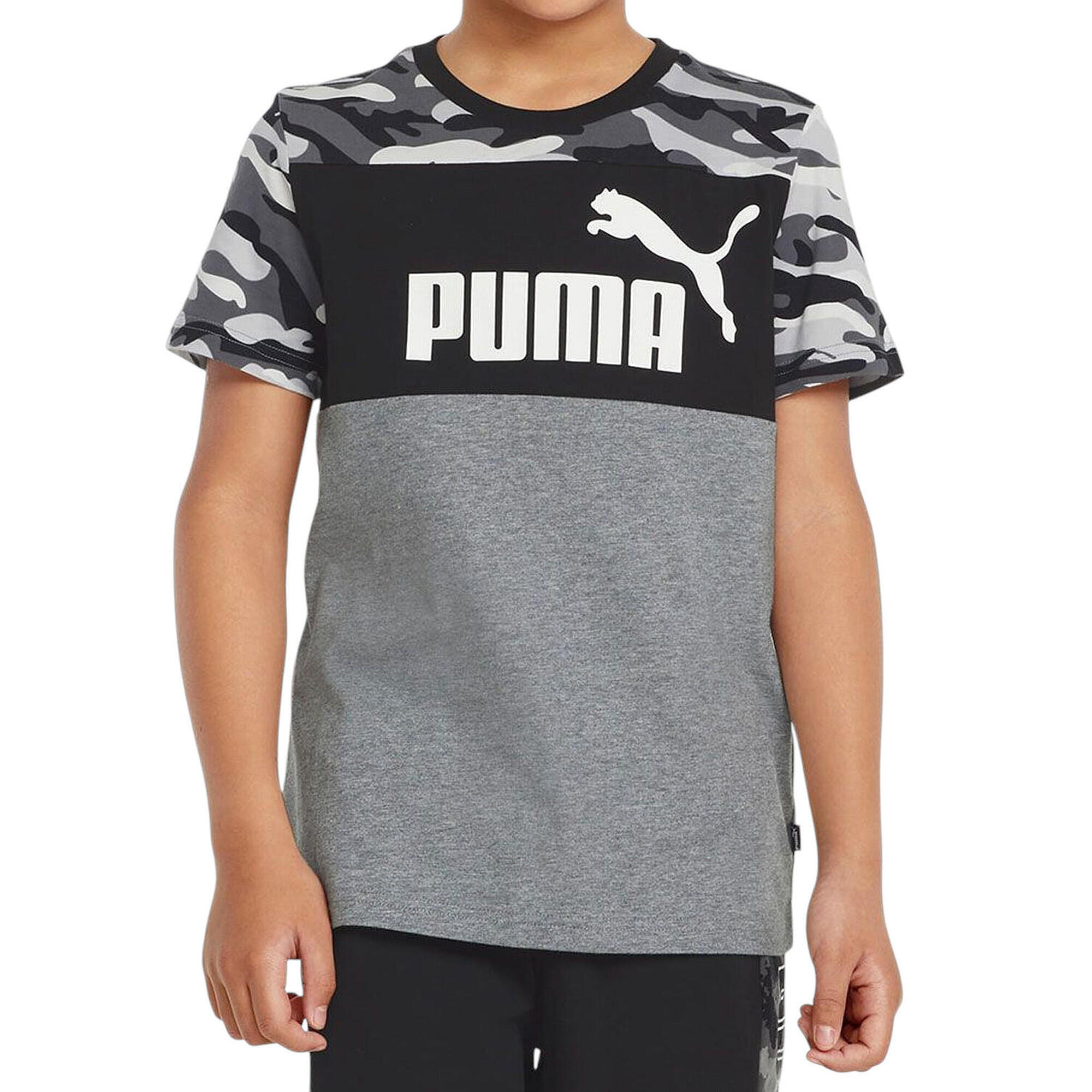 Koszulka dziecięca dla chłopca bawełna szara logo PUMA