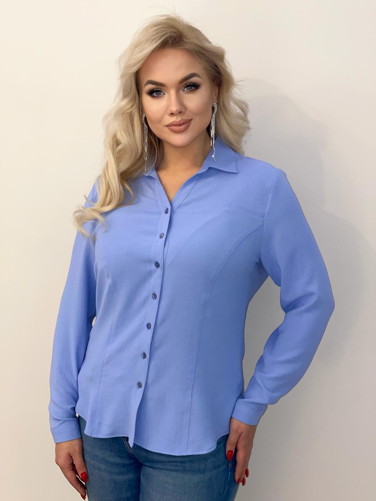 Elegancka błękitna gładka koszula zapinana na guziki PLUS SIZE XXL