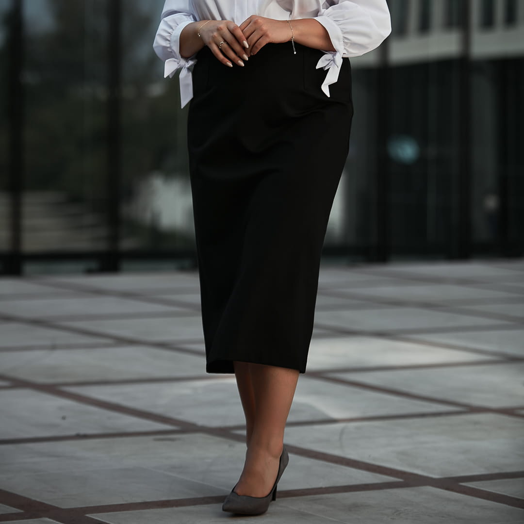 Czarna ołówkowa spódnica Tosia MIDI XXL PLUS SIZE