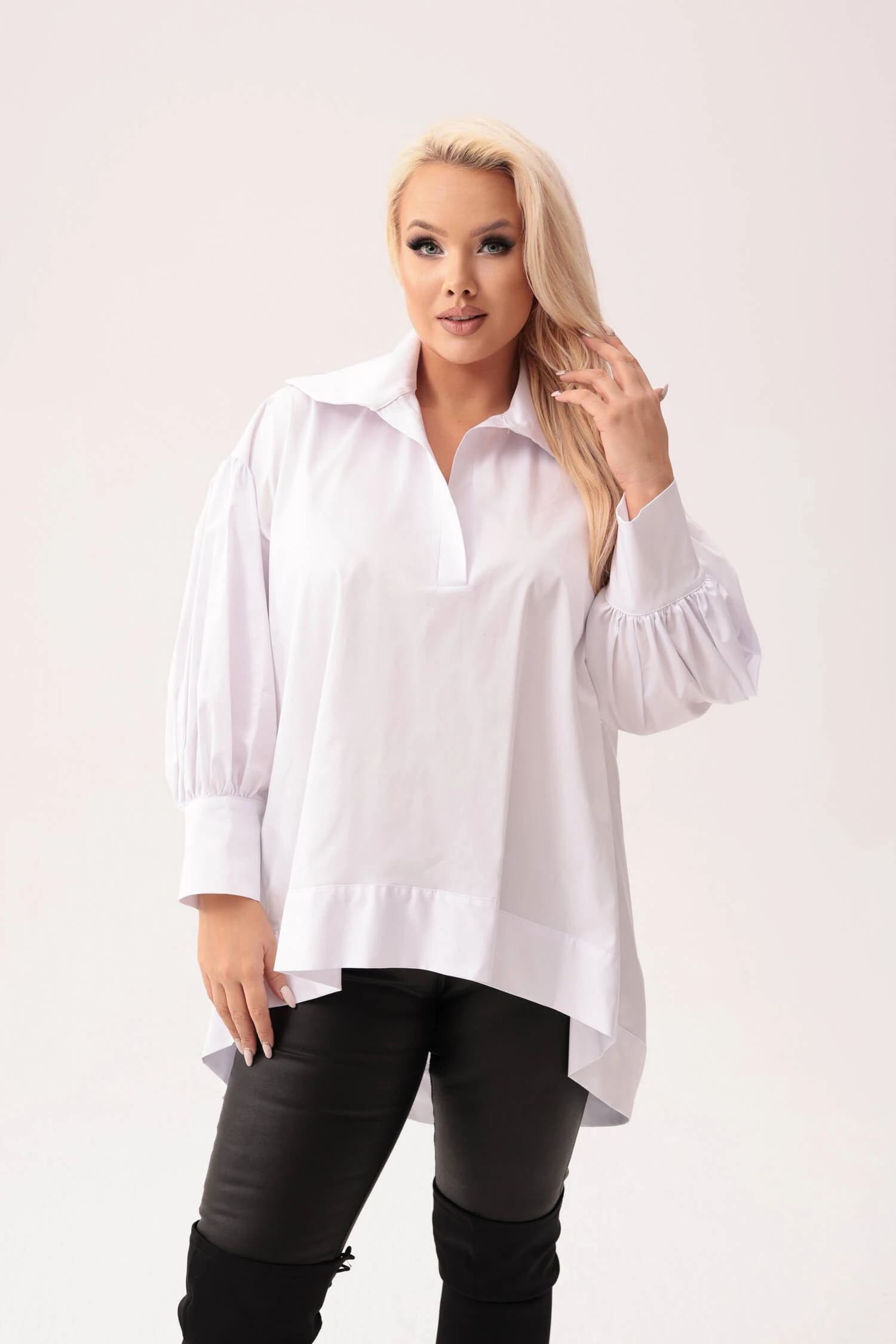 Biała bawełniana oversize'owa koszula Martina PLUS SIZE XXL JESIEŃ