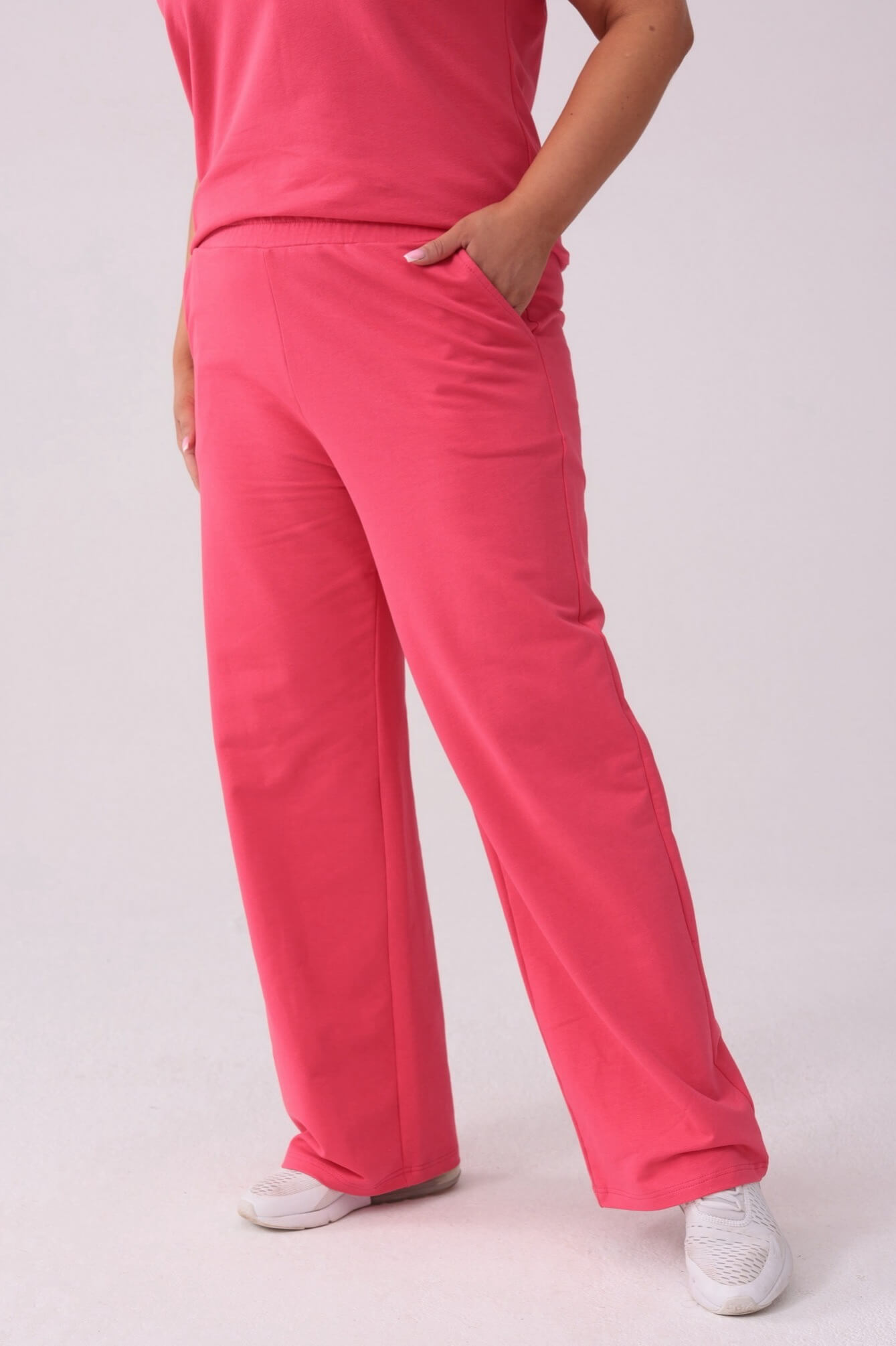 Długie koralowe spodnie Nadia PLUS SIZE XXL LATO