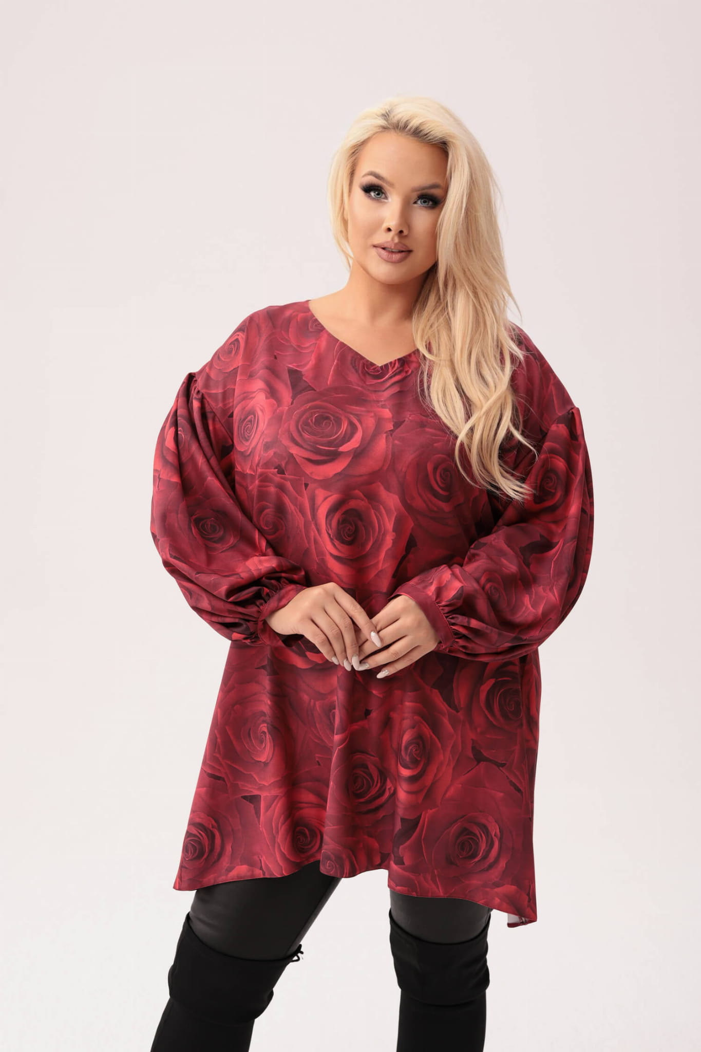 Oversize'owa tunika Amalia - elegancja w rozkwicie PLUS SIZE XXL JESIEŃ