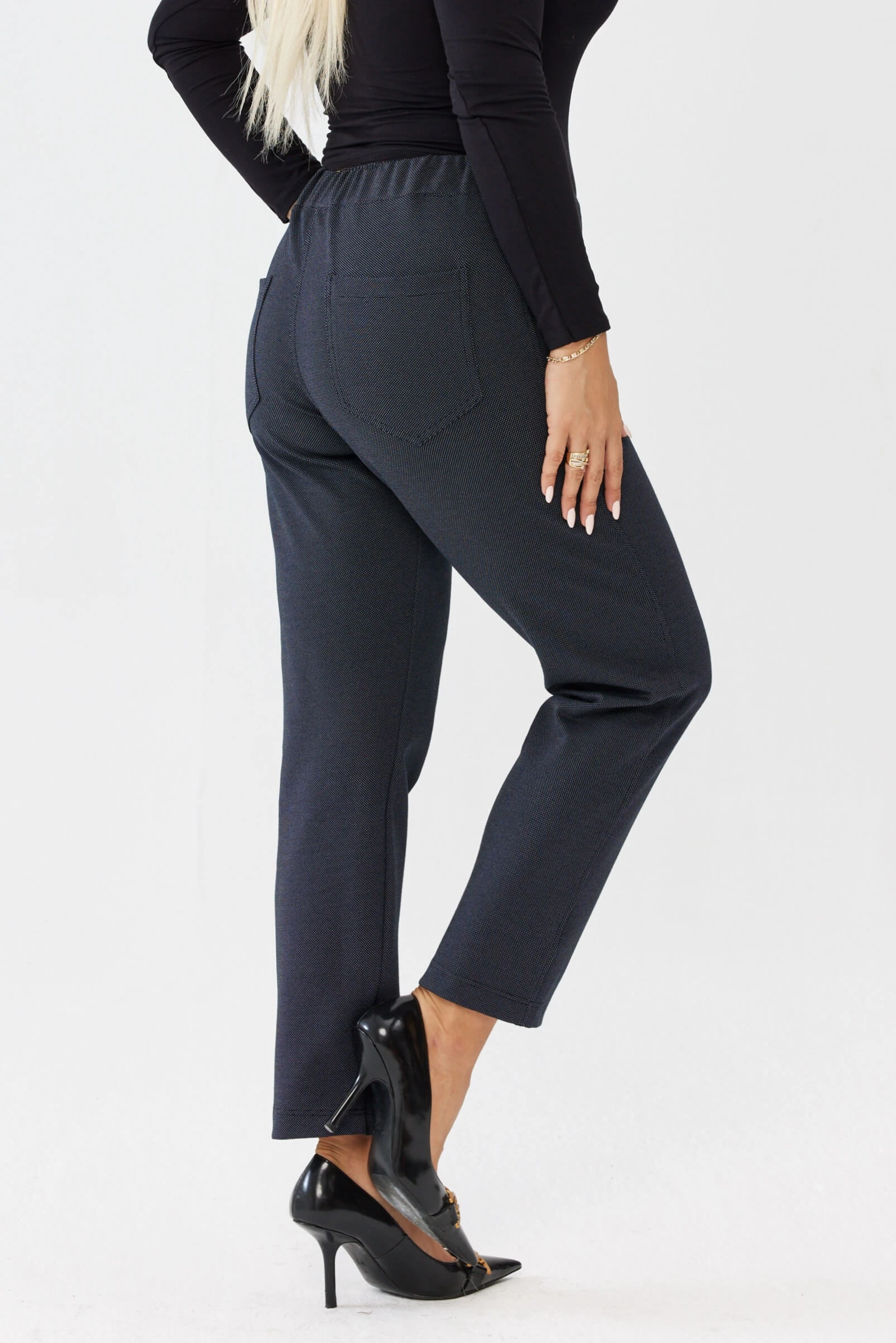 Granatowe spodnie Liora - elegancja i komfort w jednym PLUS SIZE XXL OVERSIZE JESIEŃ