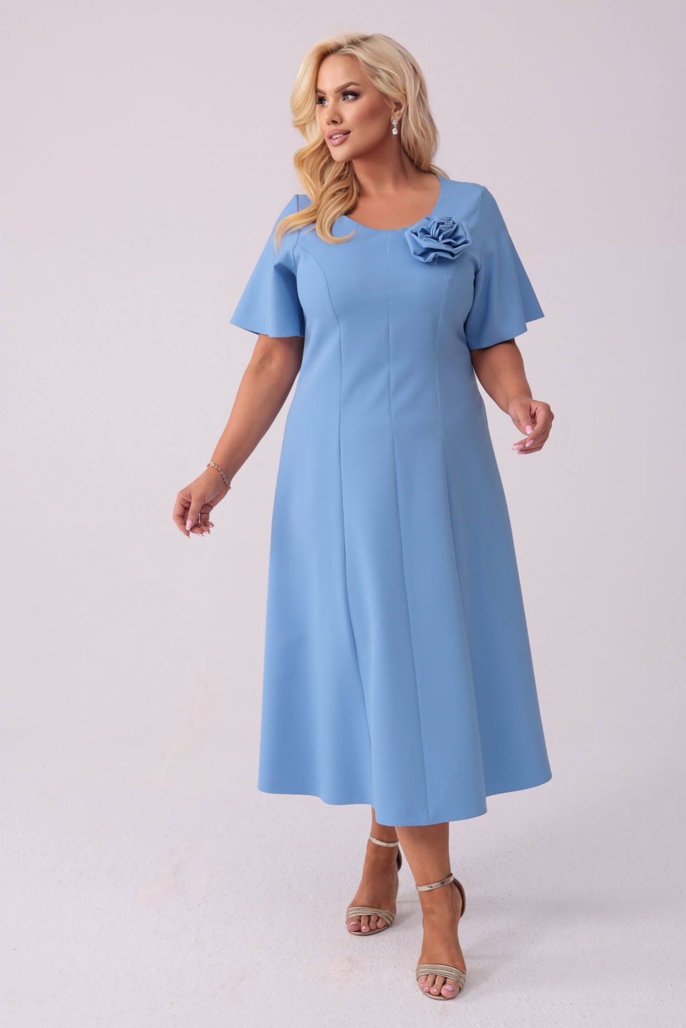 Elegancka błękitna sukienka Doris na wesele PLUS SIZE XXL