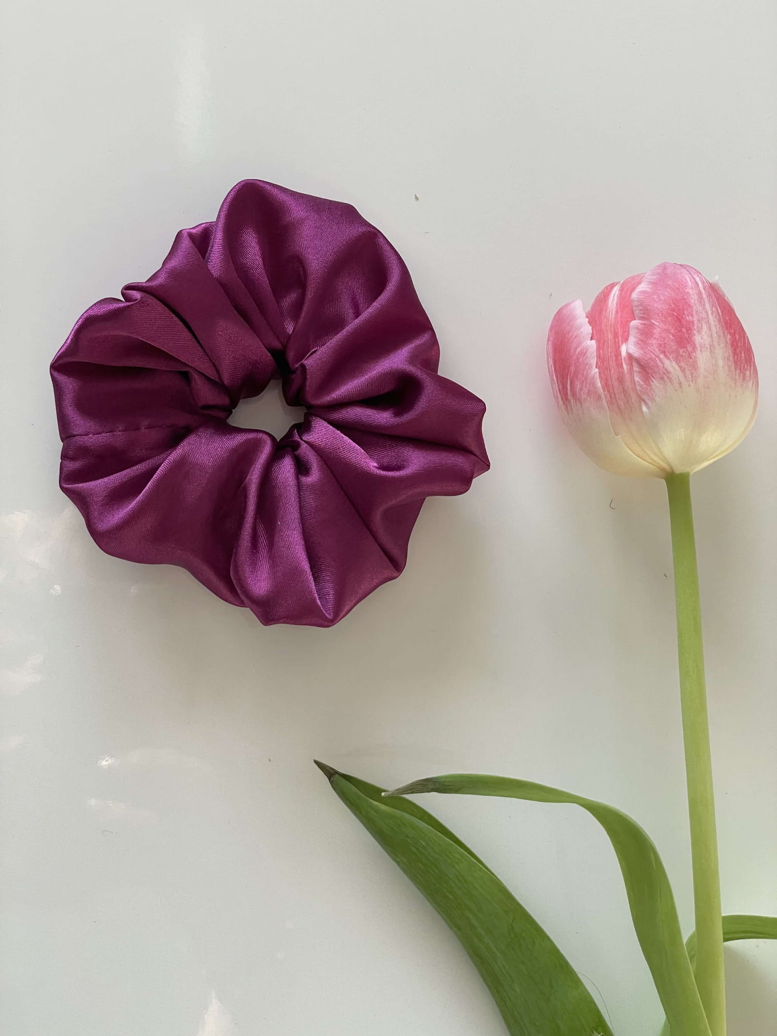 Bordowa satynowa gumka do włosów XXL OVERSIZE WIOSNA