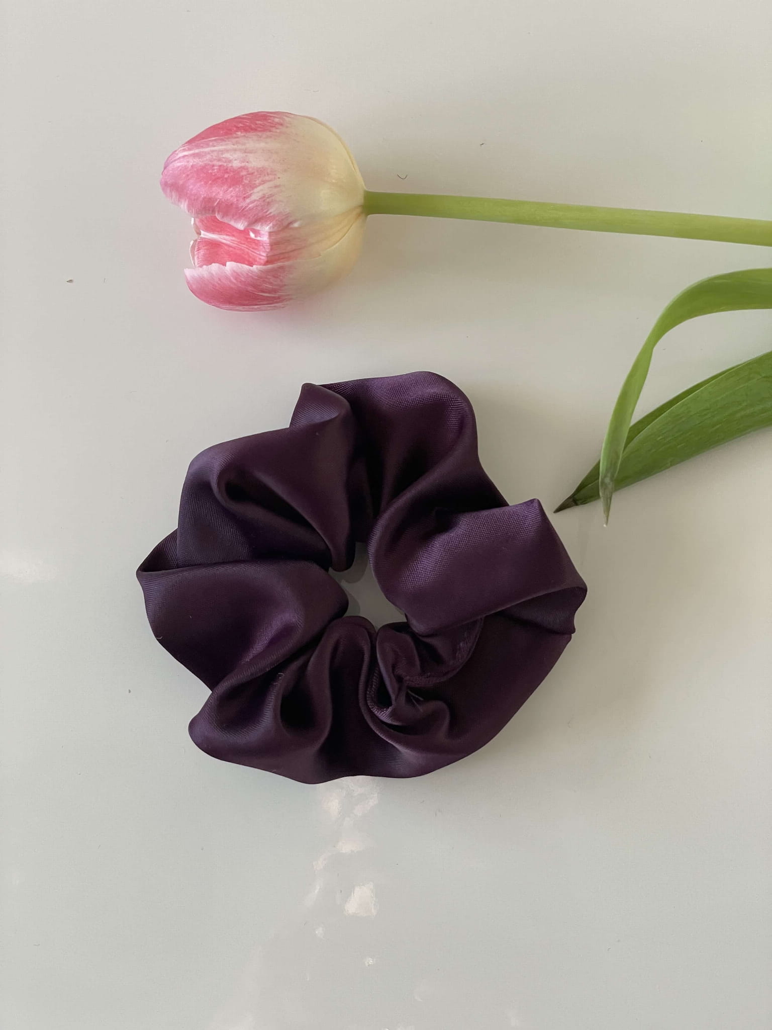 Bordowa satynowa gumka do włosów XXL OVERSIZE WIOSNA