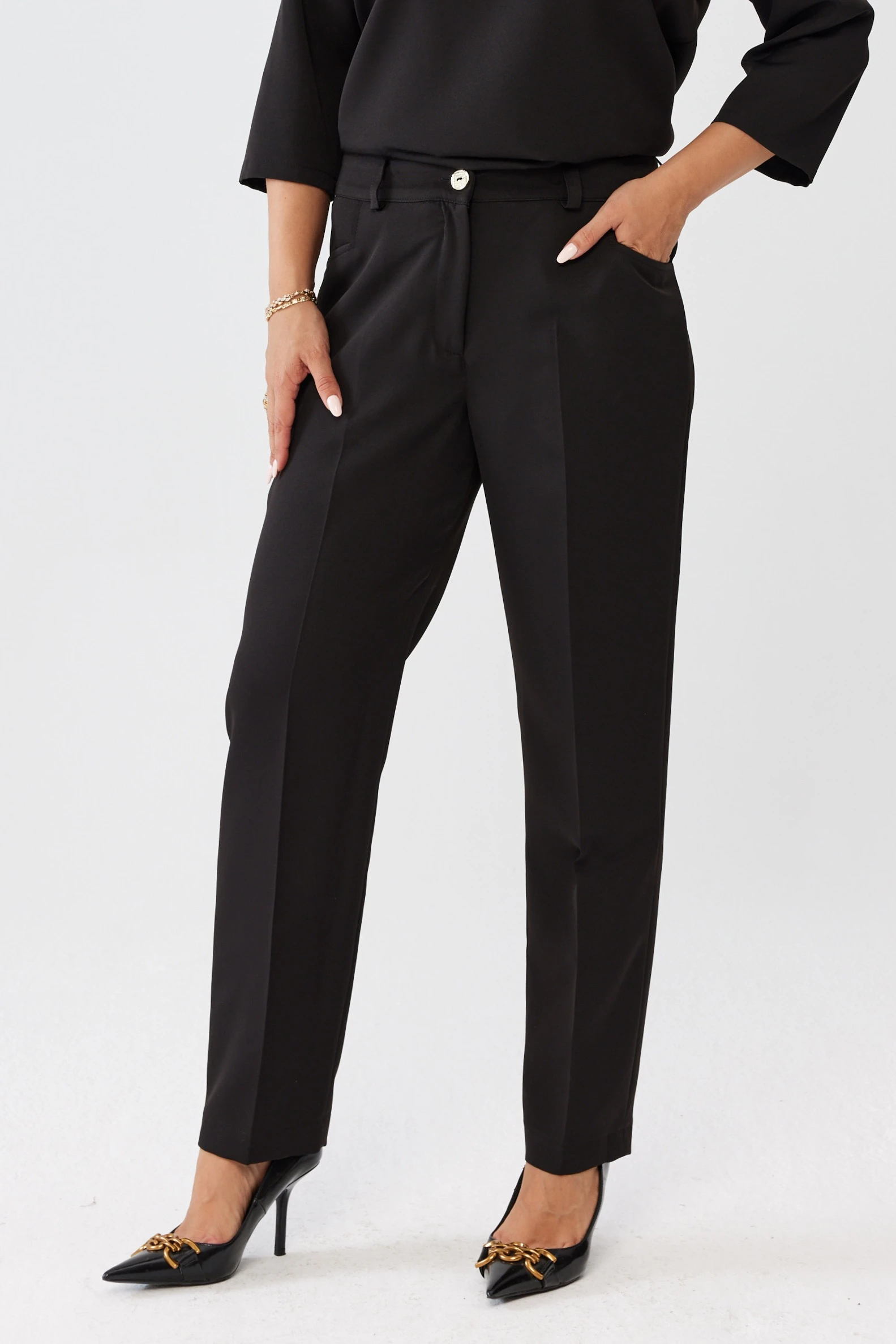 Eleganckie klasyczne czarne spodnie Eleonora PLUS SIZE XXL OVERSIZE JESIEŃ