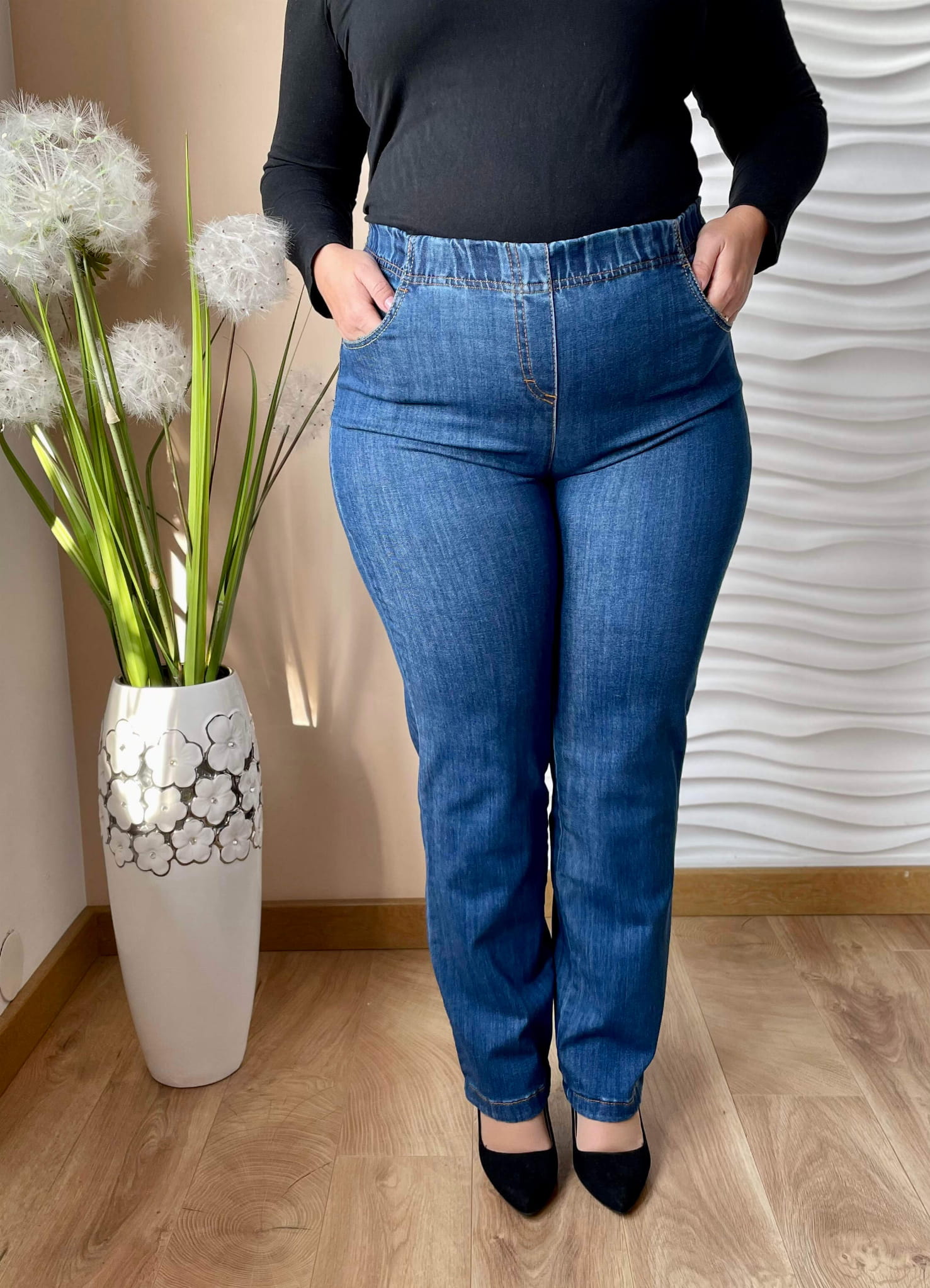 Jeansowe spodnie Jovita z prostą nogawką PLUS SIZE XXL