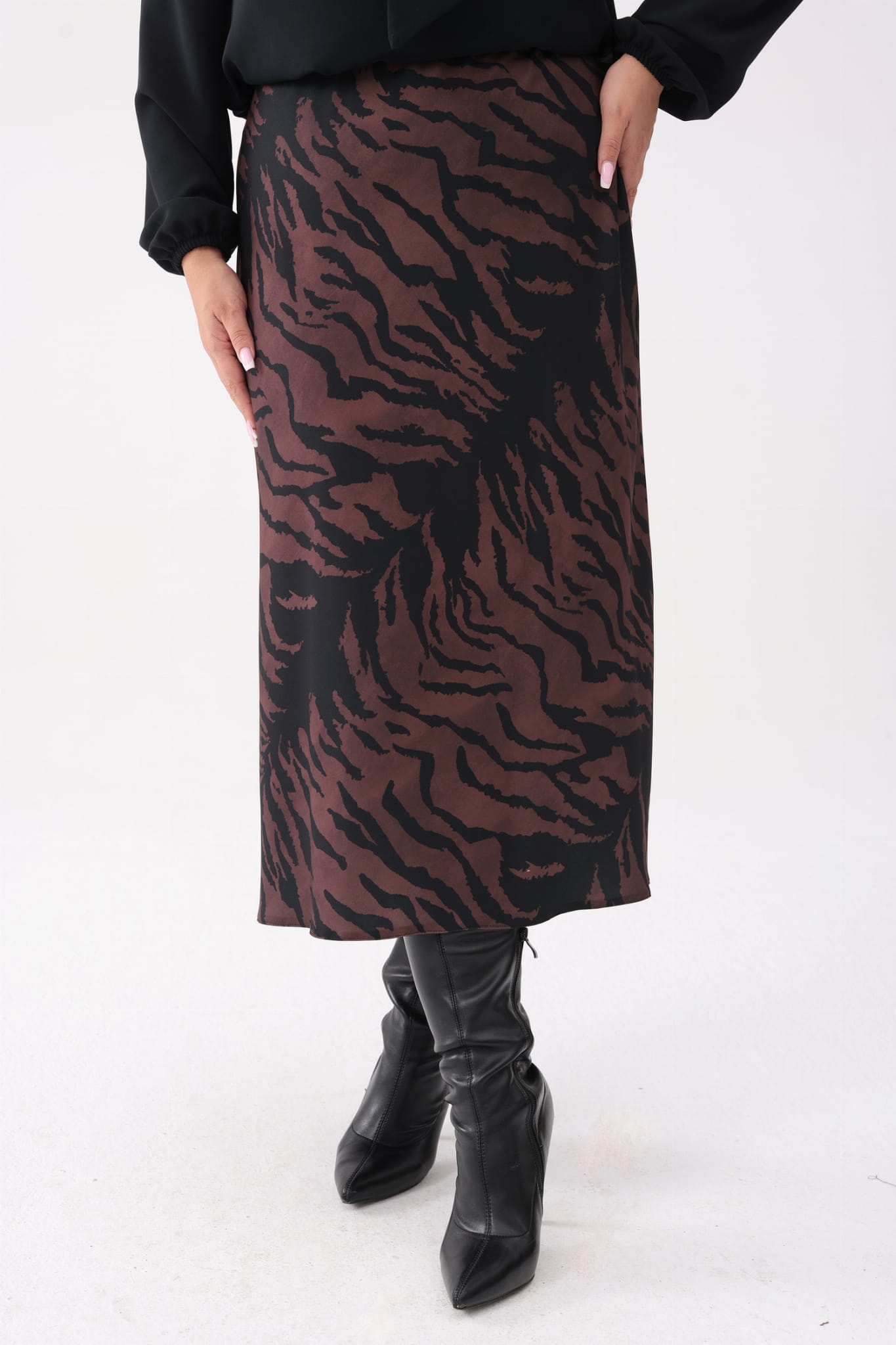 Elegancka spódnica Tigra w odcieniach brązu PLUS SIZE XXL OVERSIZE