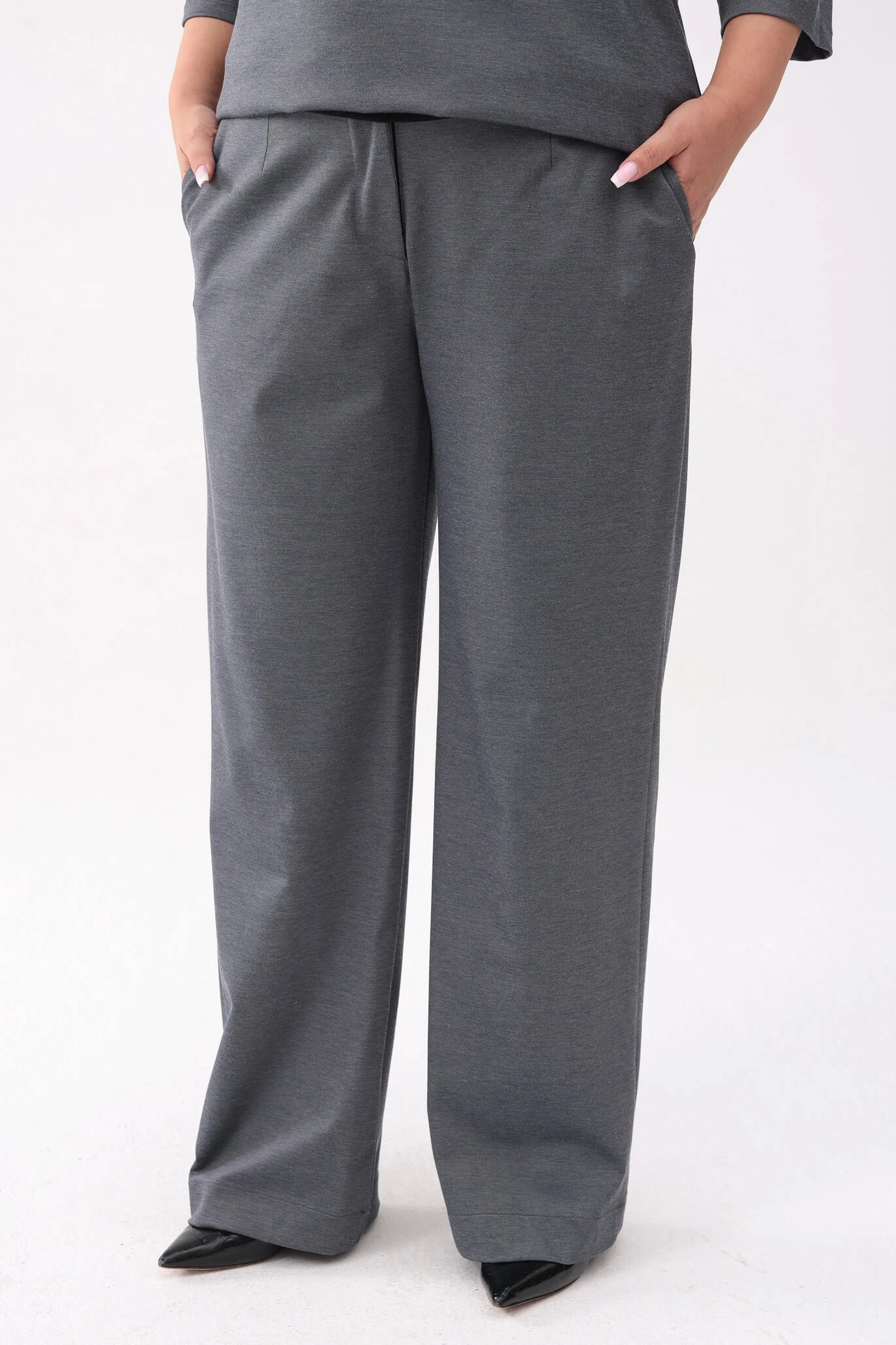 Eleganckie grafitowe spodnie Soft Comfort z kieszeniami PLUS SIZE XXL