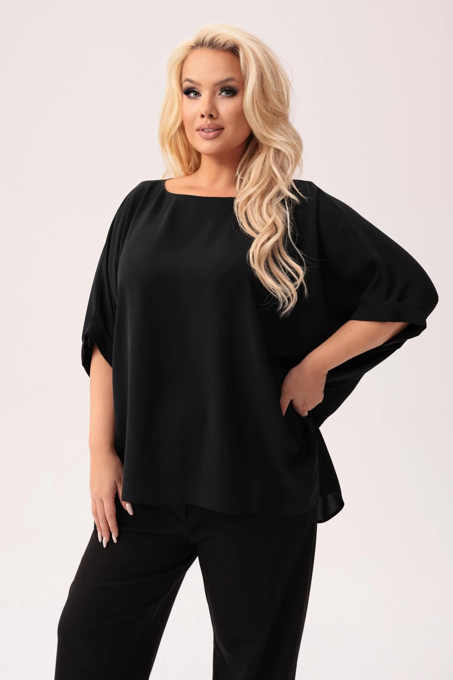 Czarna kimonowa bluzka Gabi PLUS SIZE XXL JESIEŃ