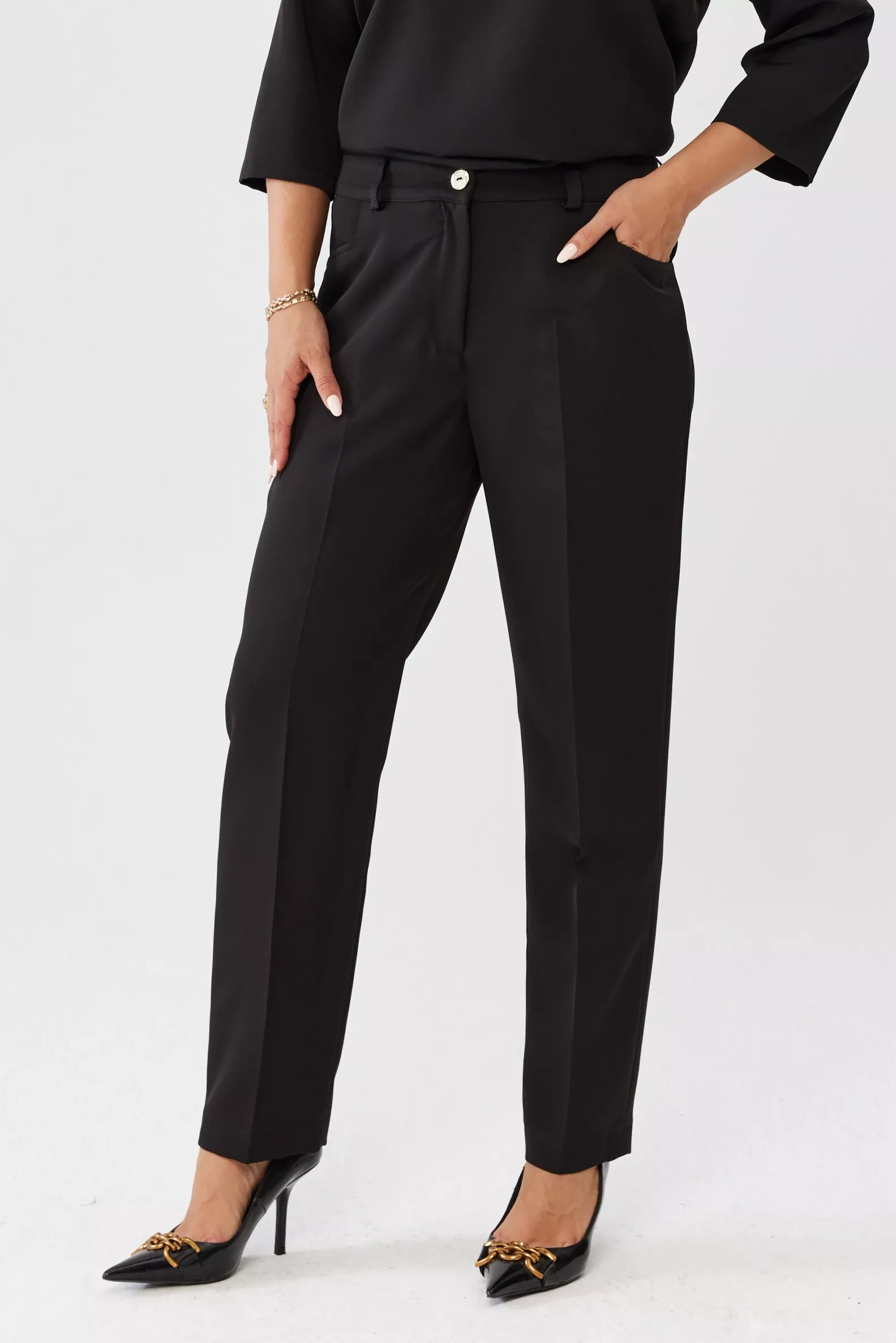 Eleganckie klasyczne czarne spodnie Eleonora PLUS SIZE XXL OVERSIZE JESIEŃ