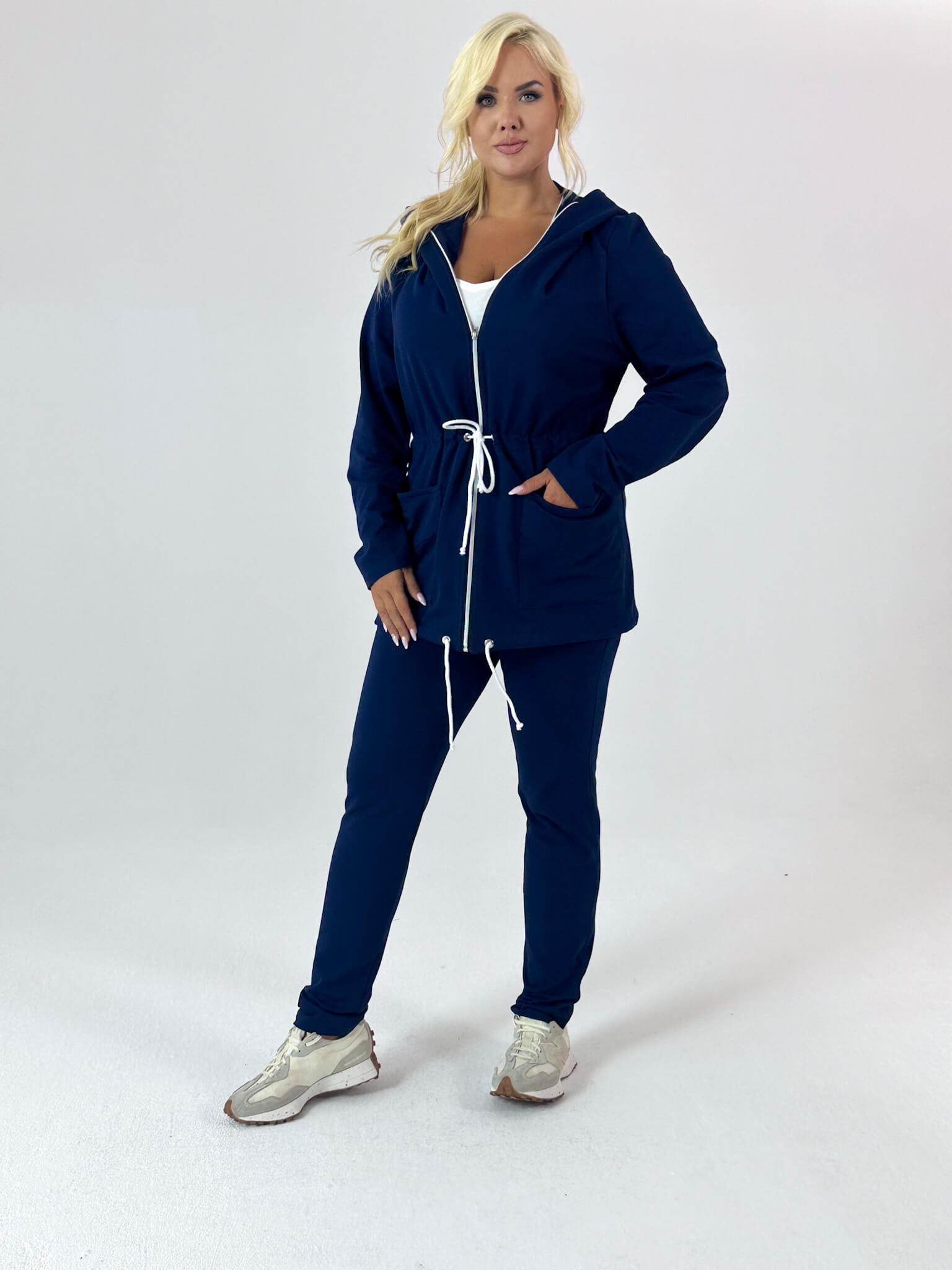 Dwuczęściowy granatowy dres Nelly XXL OVERSIZE JESIEŃ