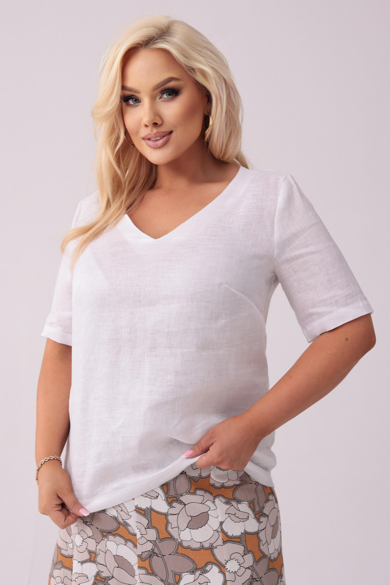 Lniana bluzka Blanca w kolorze optical white PLUS SIZE OVERSIZE XXL