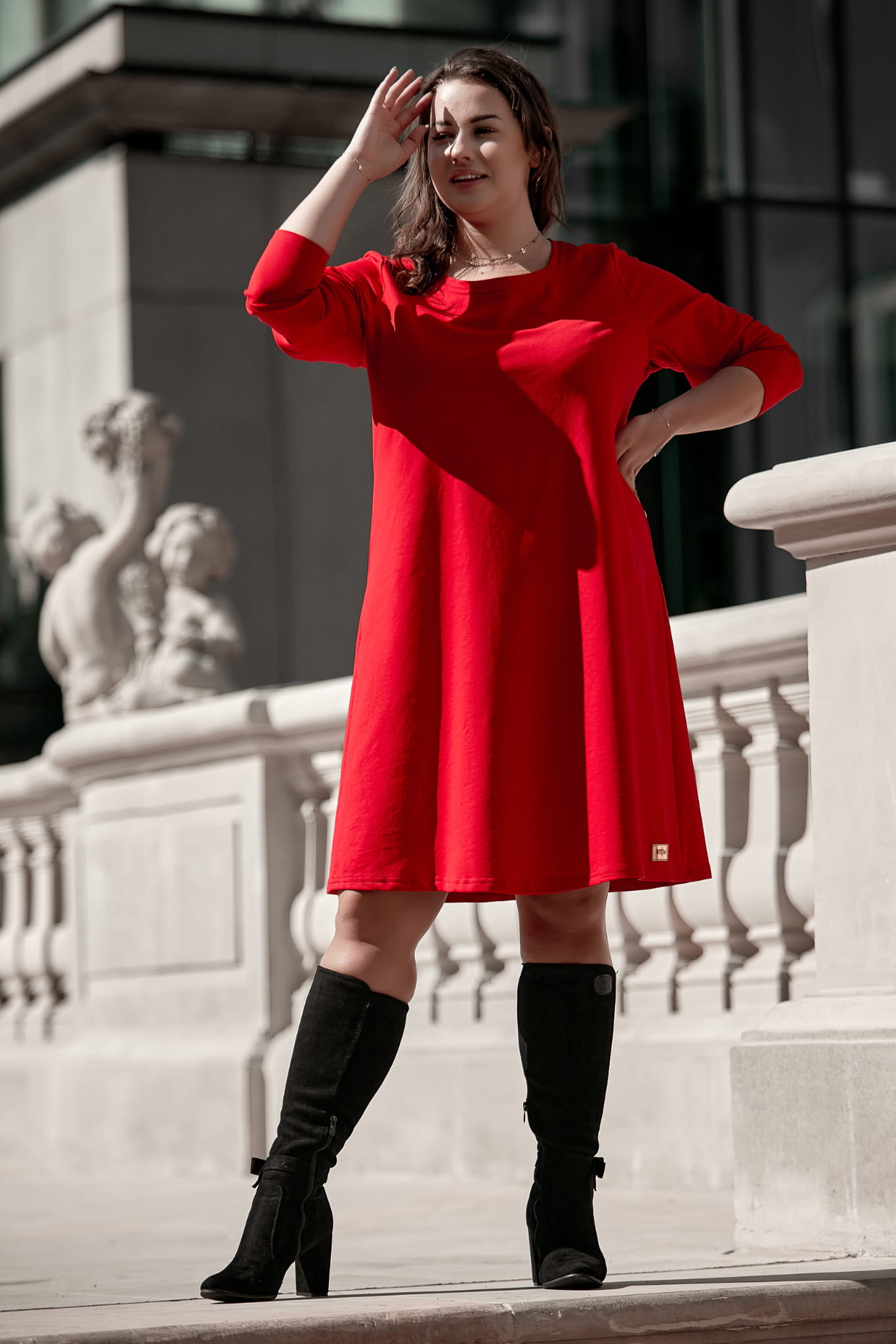 Czerwona sukienka Klara XXL OVERSIZE WIOSNA