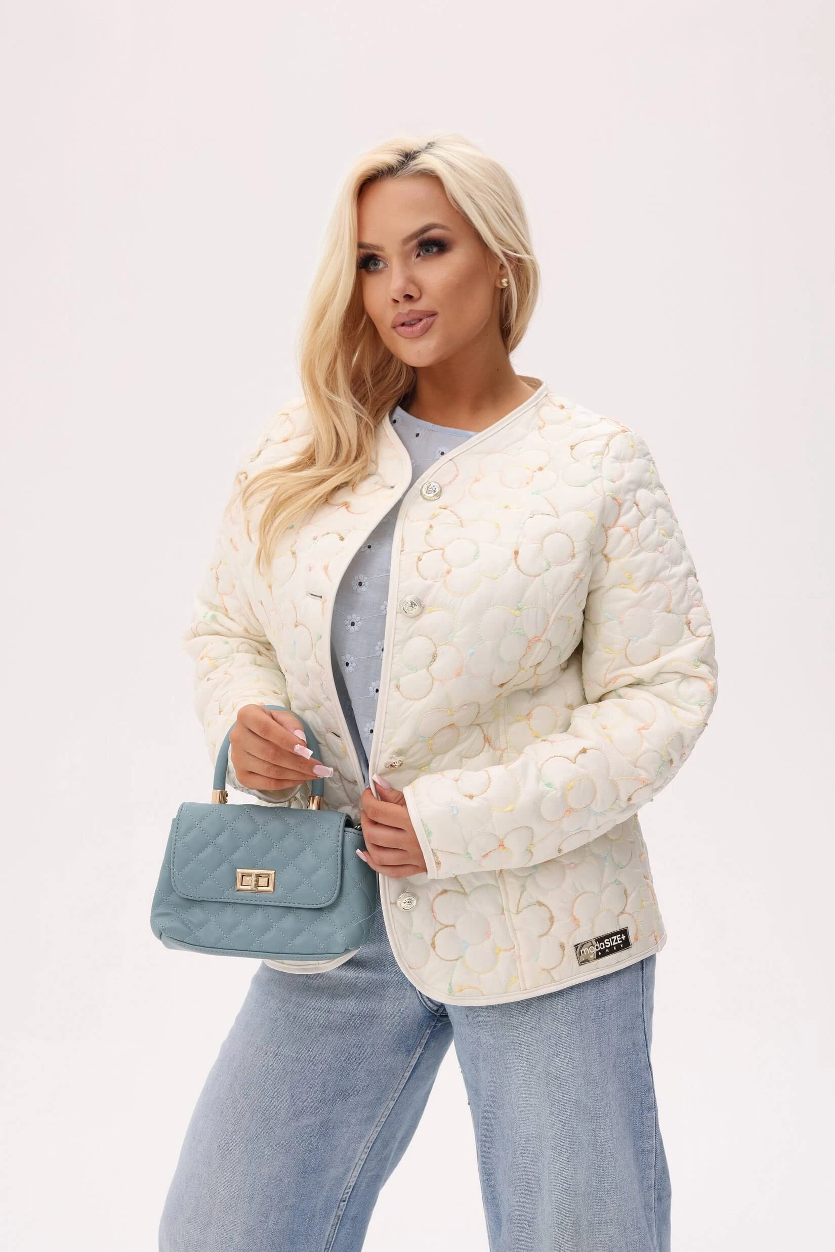 Lekko ocieplona kurtka Pastelle z haftem PLUS SIZE XXL JESIEŃ