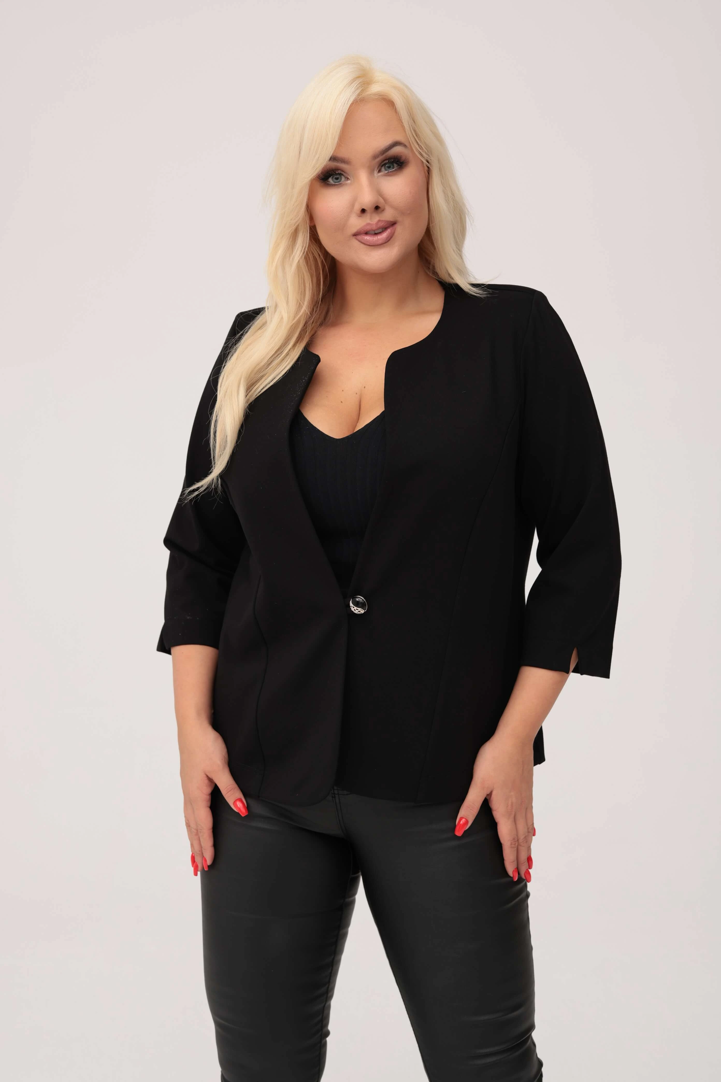 Czarny żakiet Grace - klasyka z nutą nowoczesności PLUS SIZE XXL