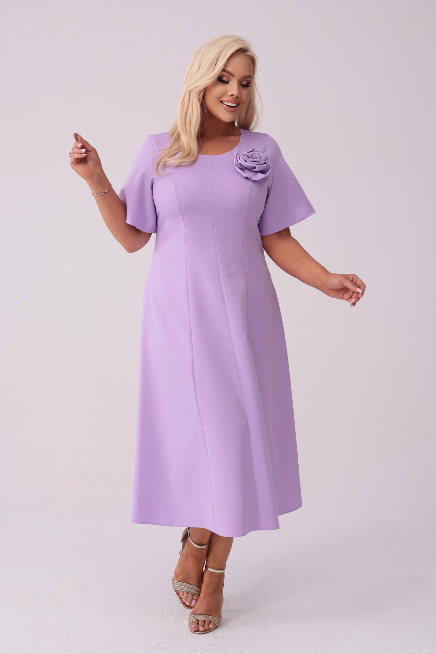 Elegancka sukienka Doris na wesele w odcieniach lawendy PLUS SIZE XXL