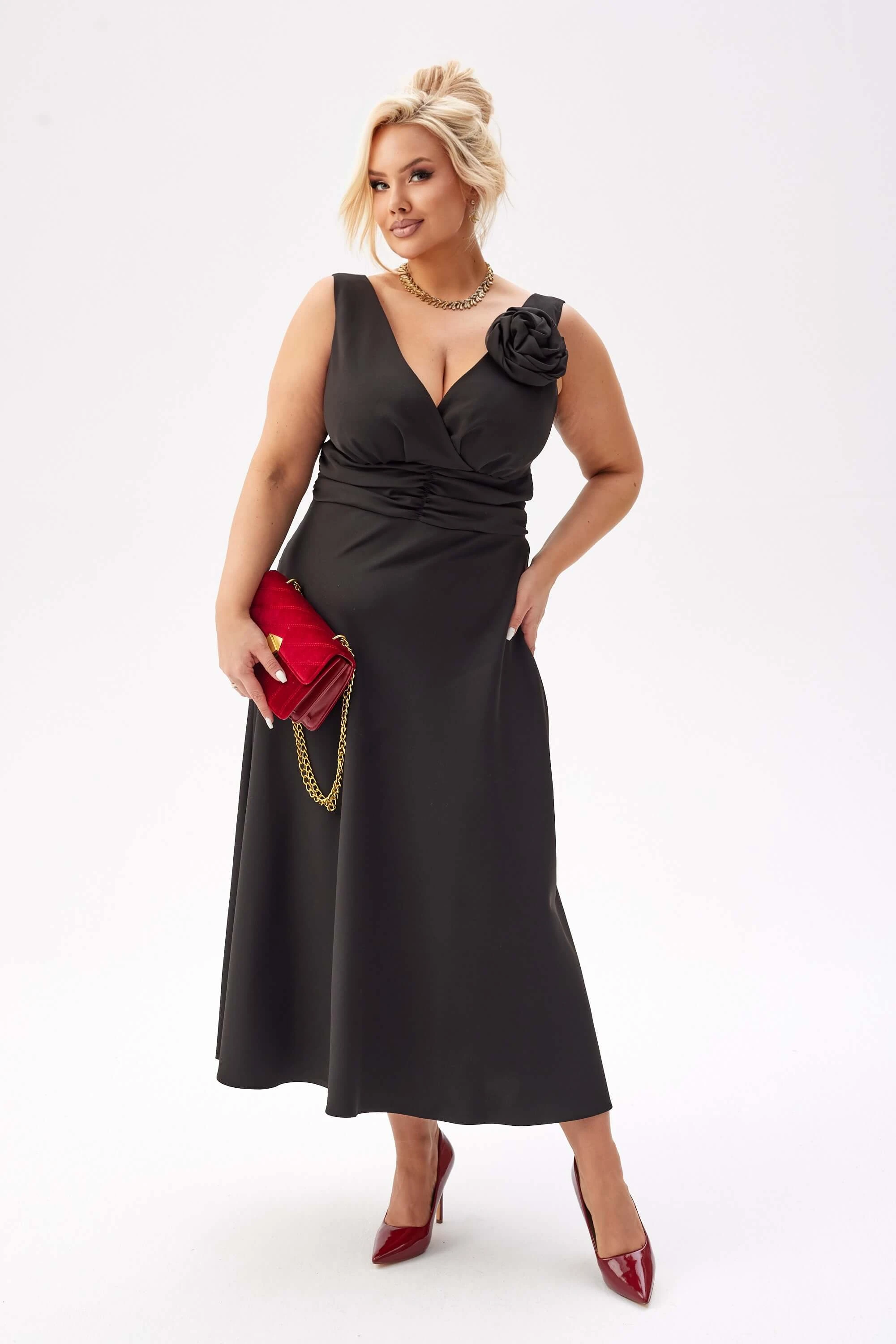 Elegancka sukienka Anna na wesele w czarnym kolorze PLUS SIZE XXL