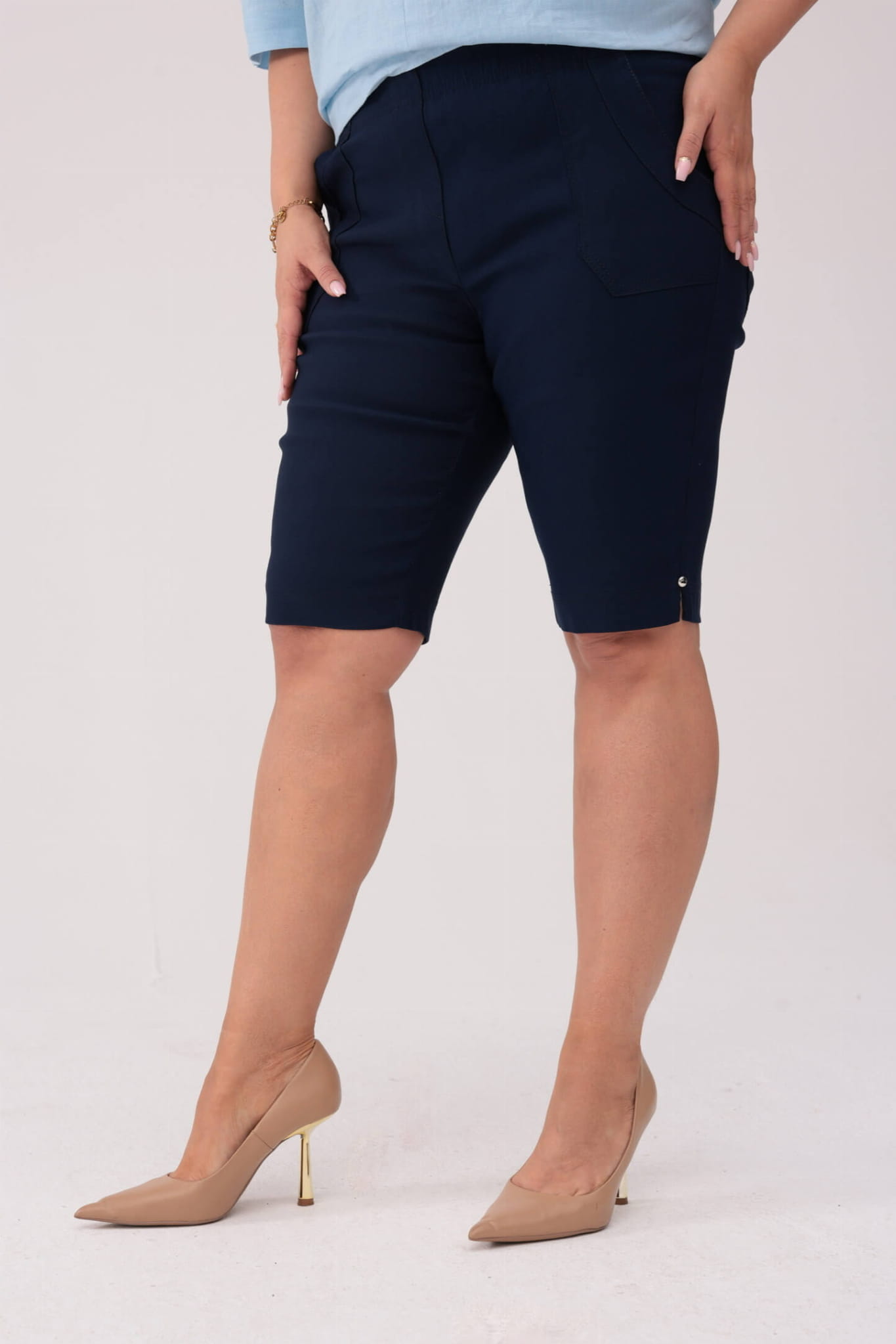 Komfortowe czarne spodnie bermudy PLUS SIZE XXL OVERSIZE