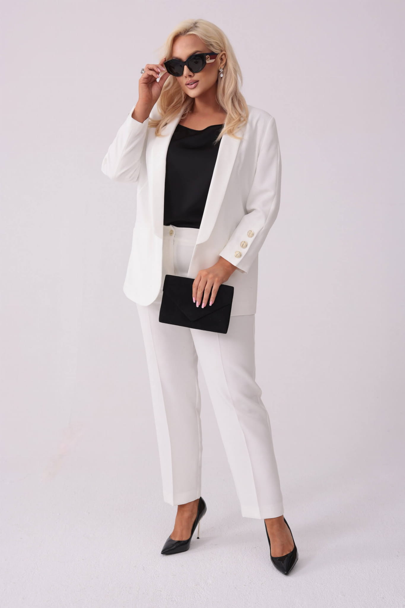 Elegancki garnitur Liliana w kolorze ecru PLUS SIZE XXL WIOSNA