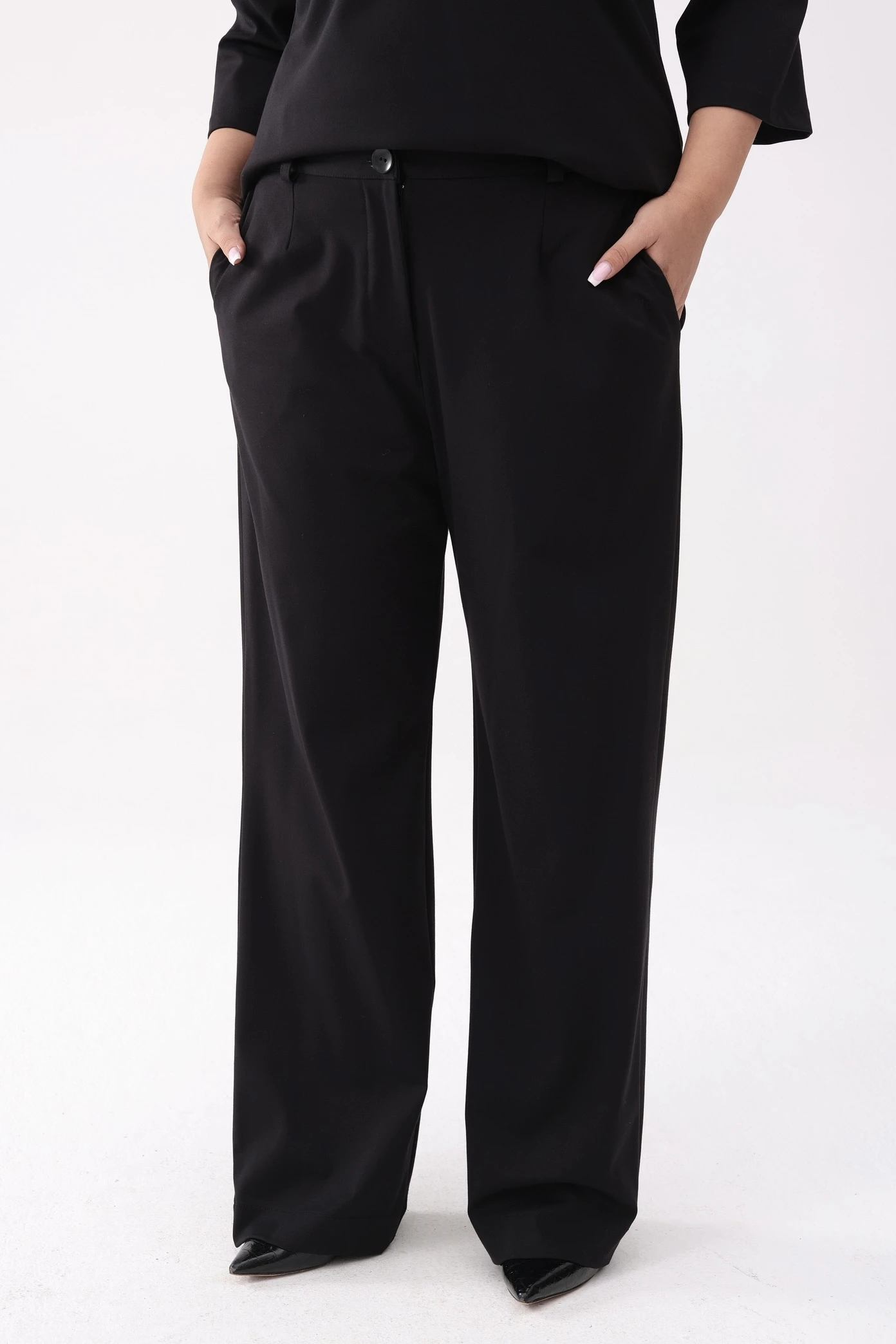 Eleganckie czarne spodnie Soft Comfort z kieszeniami PLUS SIZE XXL