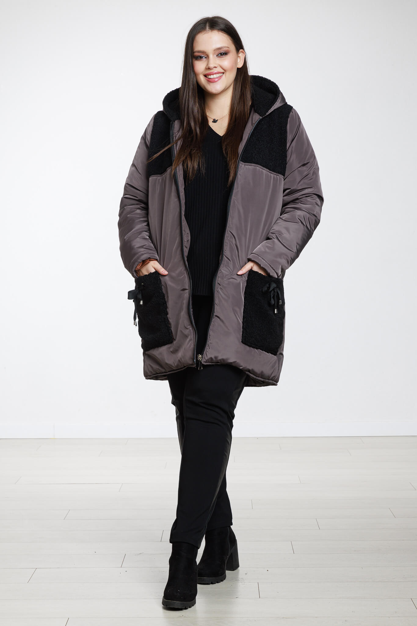 Brązowa kurtka Roksana XXL OVERSIZE JESIEŃ ZIMA