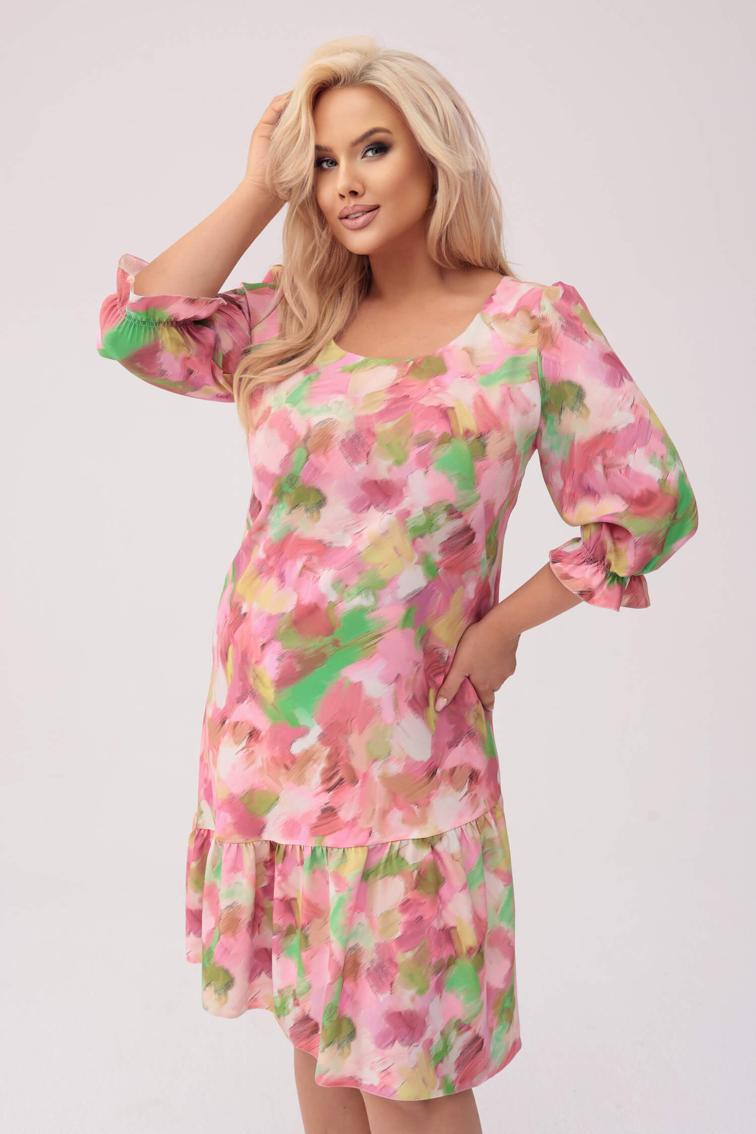 Sukienka Arie w wielokolorowy print XXL OVERSIZE WIOSNA