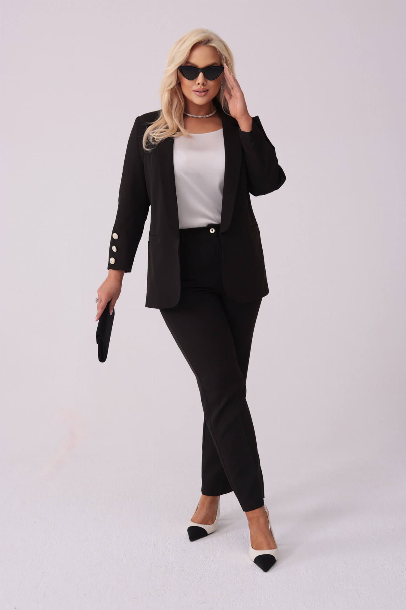 Czarny elegancki garnitur Liliana PLUS SIZE XXL WIOSNA