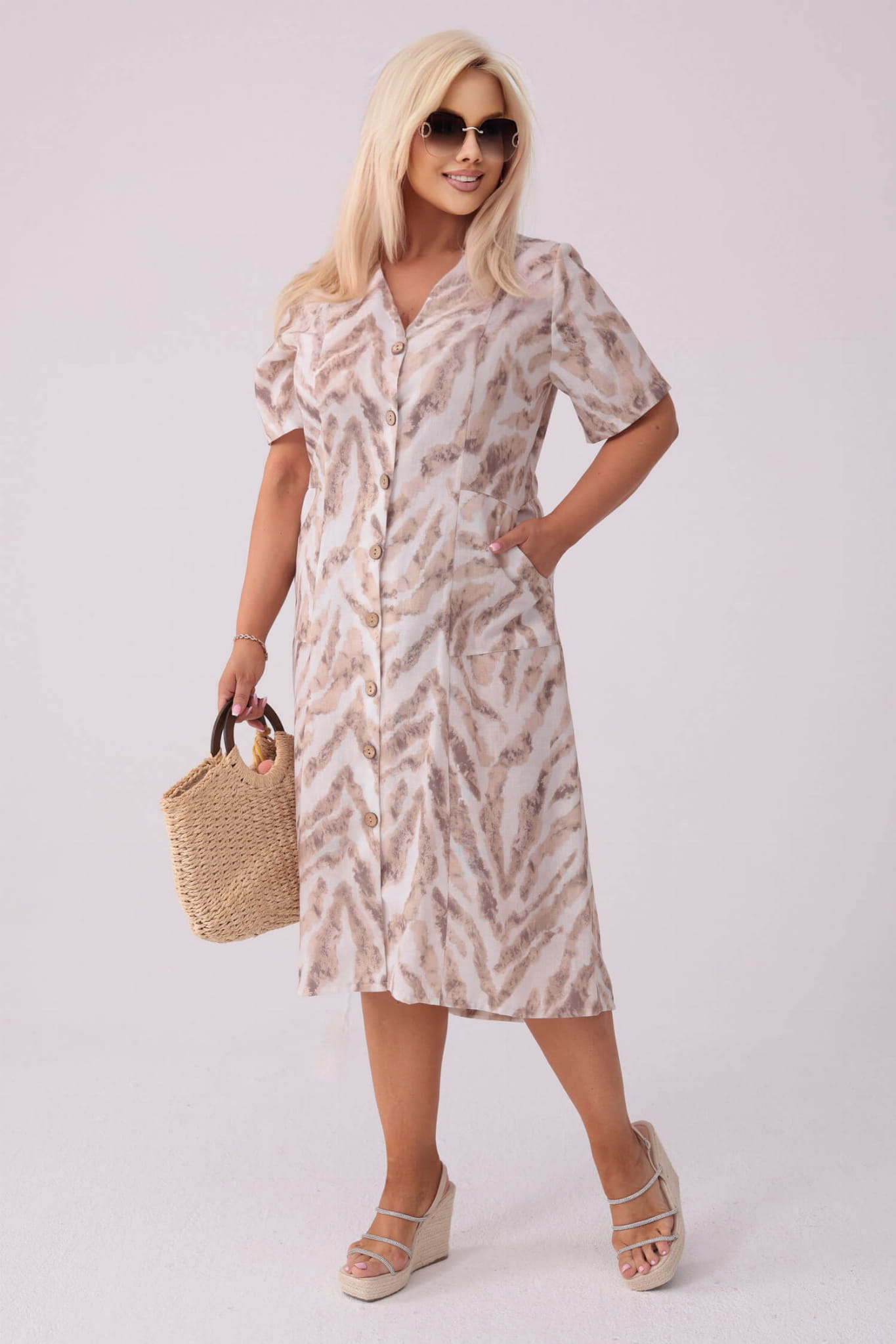 Letnia sukienka Nel w stylu safari PLUS SIZE XXL LATO