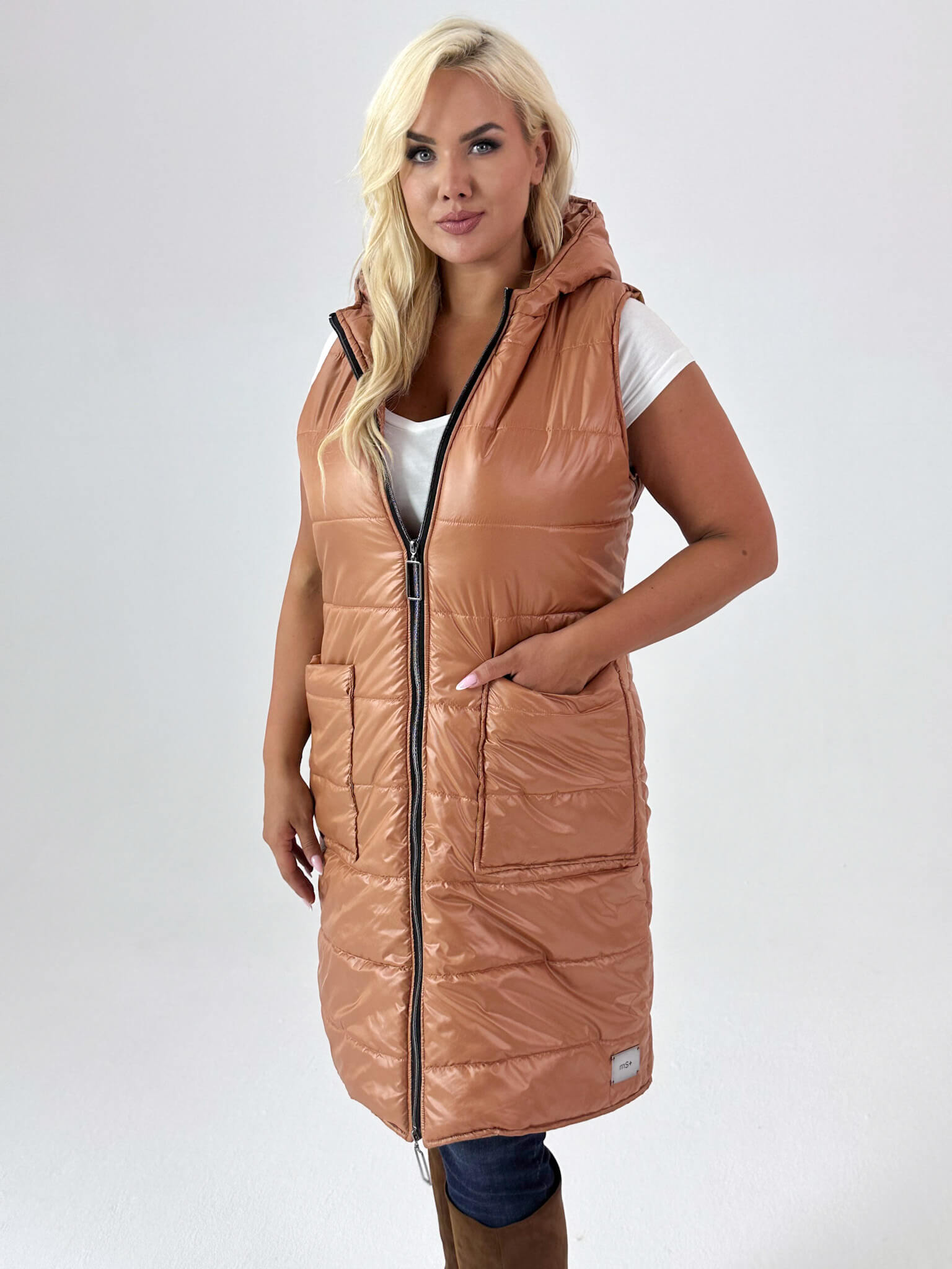 Musztardowa pikowana kamizelka Karen XXL OVERSIZE JESIEŃ