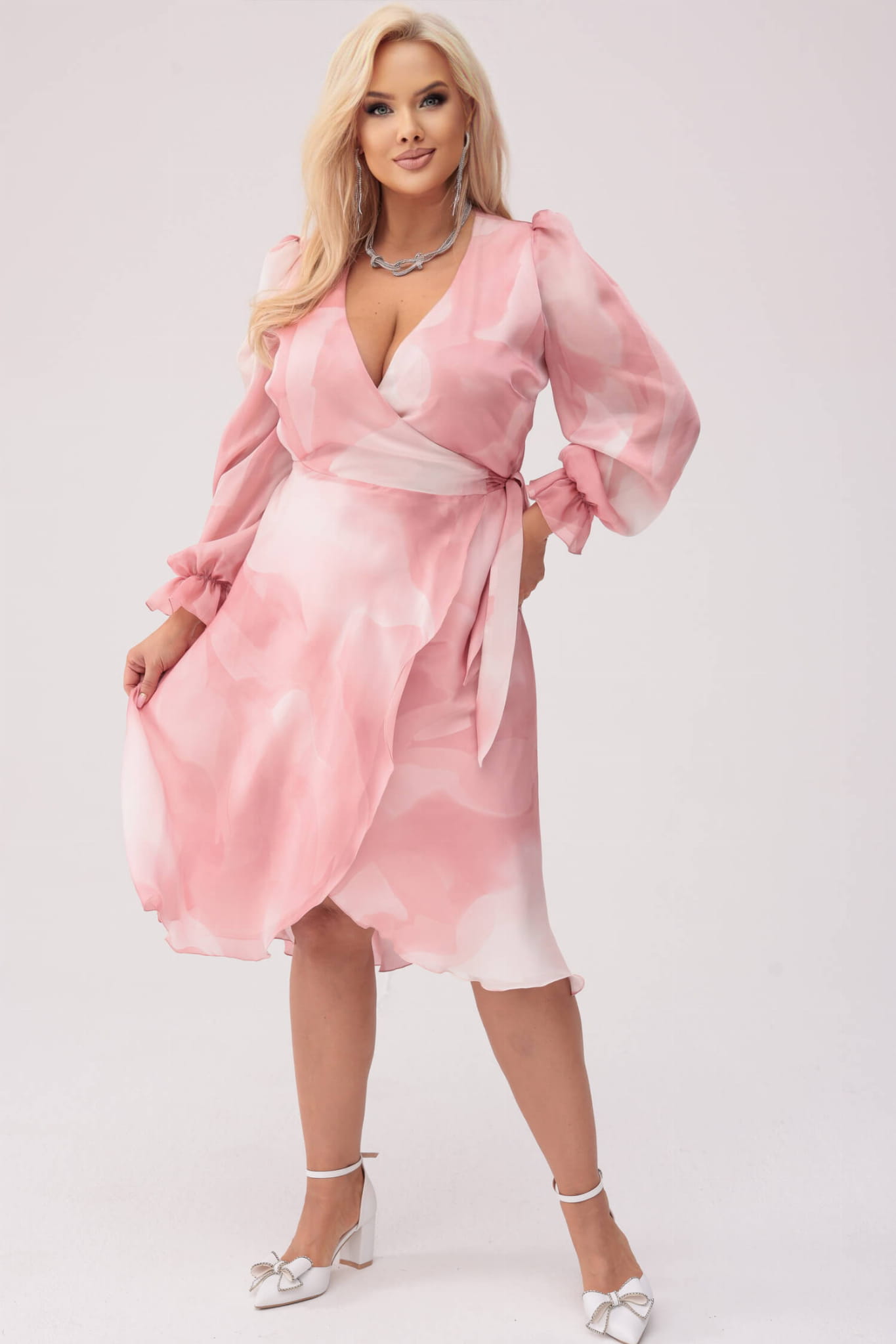 Elegancka sukienka Pudrowe Marzenie PLUS SIZE XXL OVERSIZE WIOSNA