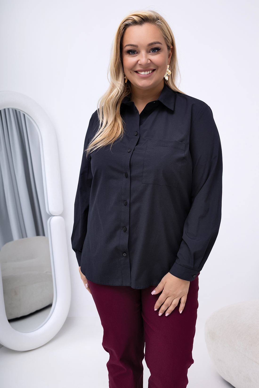 Klasyczna czarna elegancka koszula Violet PLUS SIZE XXL