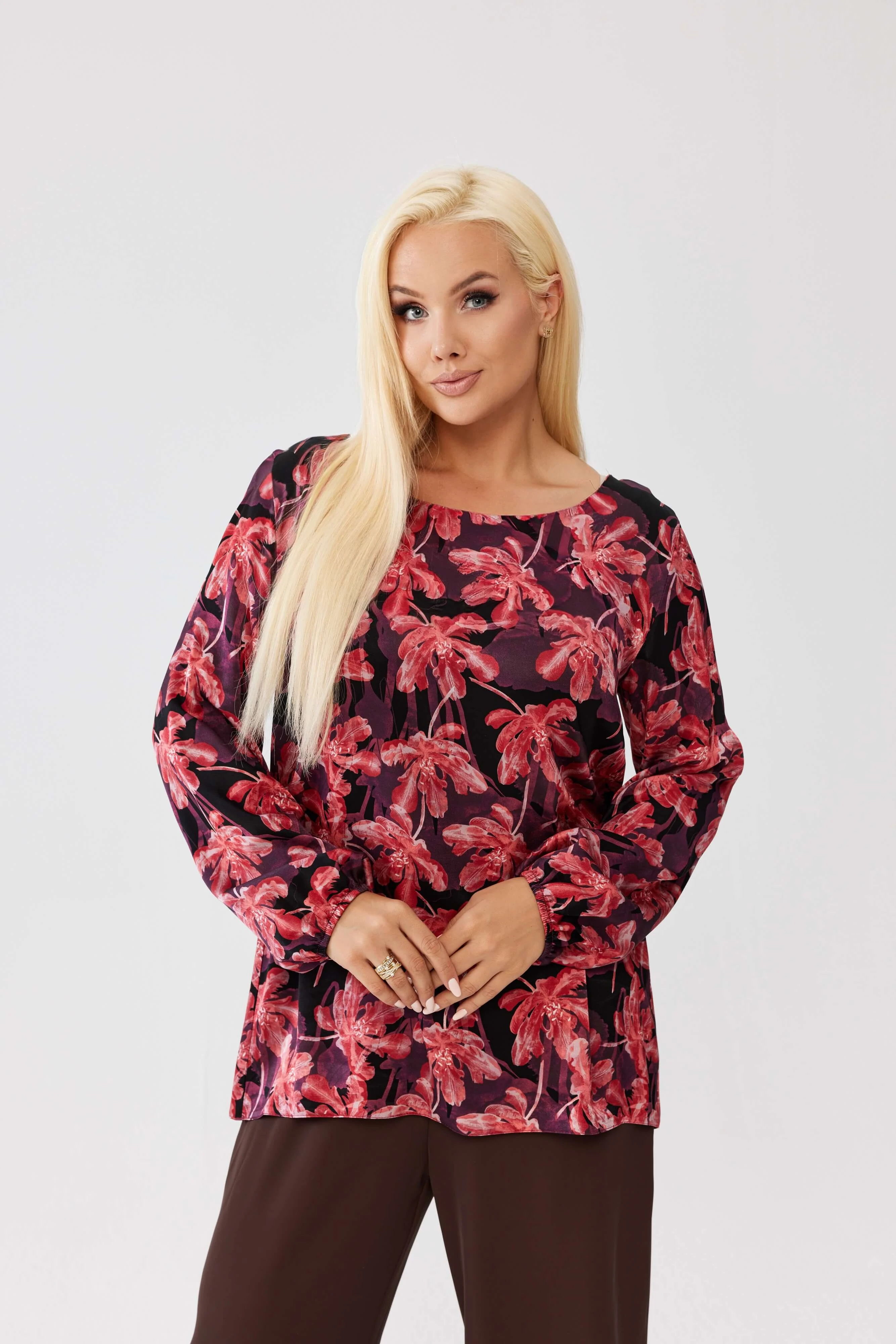 Wiskozowa bluzka Amira Rosallia z wiązaniem na plecach PLUS SIZE XXL OVERSIZE JESIEŃ