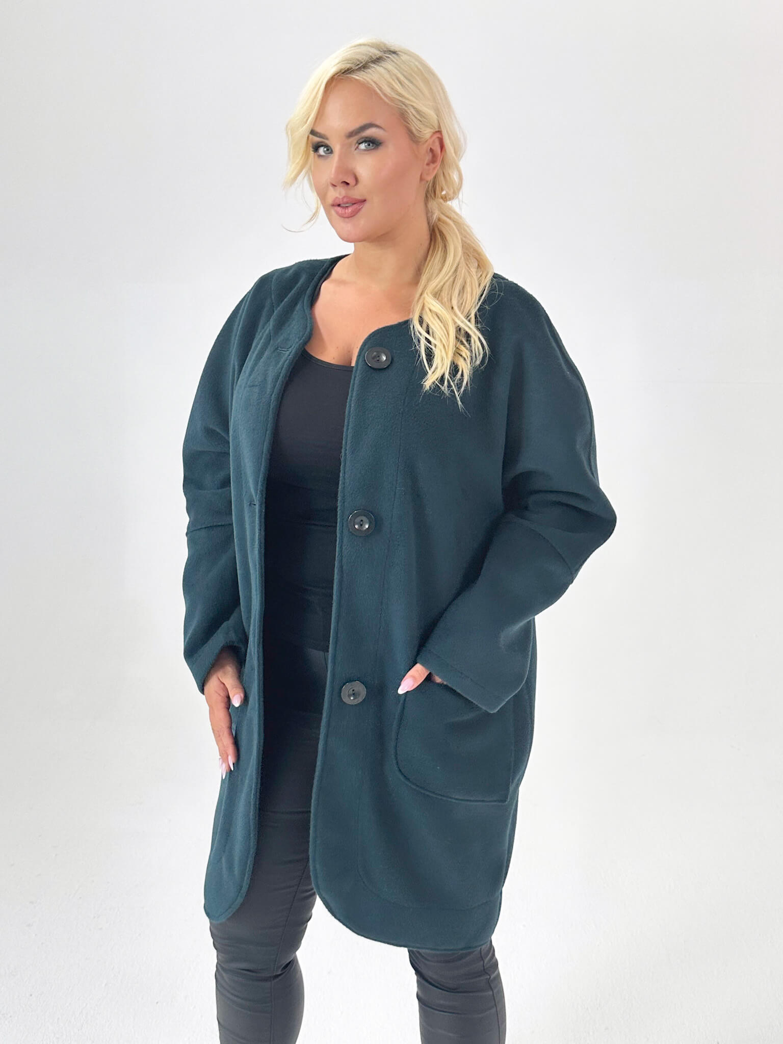 Kardigan Kaja w kolorze butelkowej zieleni XXL OVERSIZE JESIEŃ