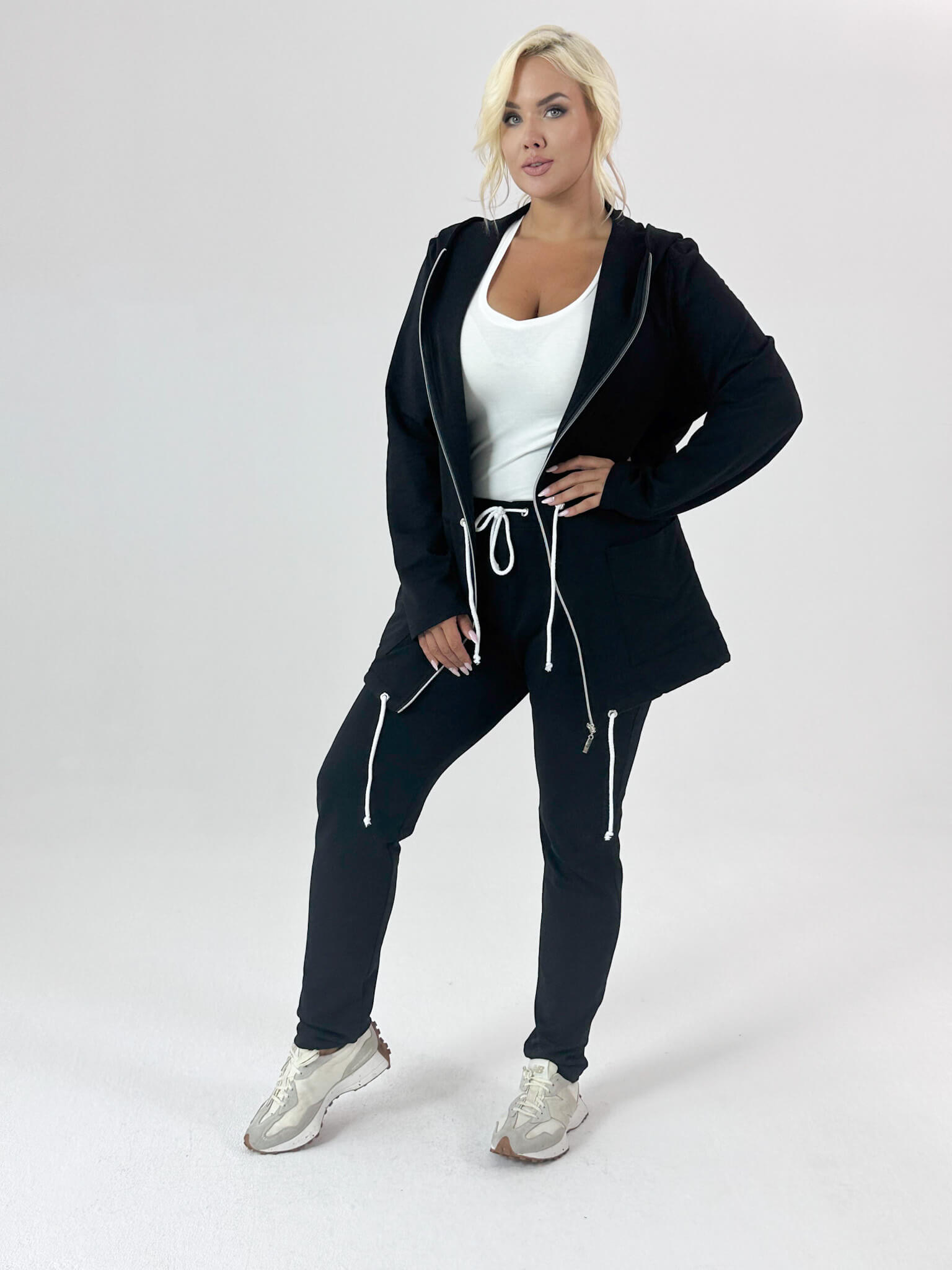 Dwuczęściowy czarny dres Nelly XXL OVERSIZE JESIEŃ