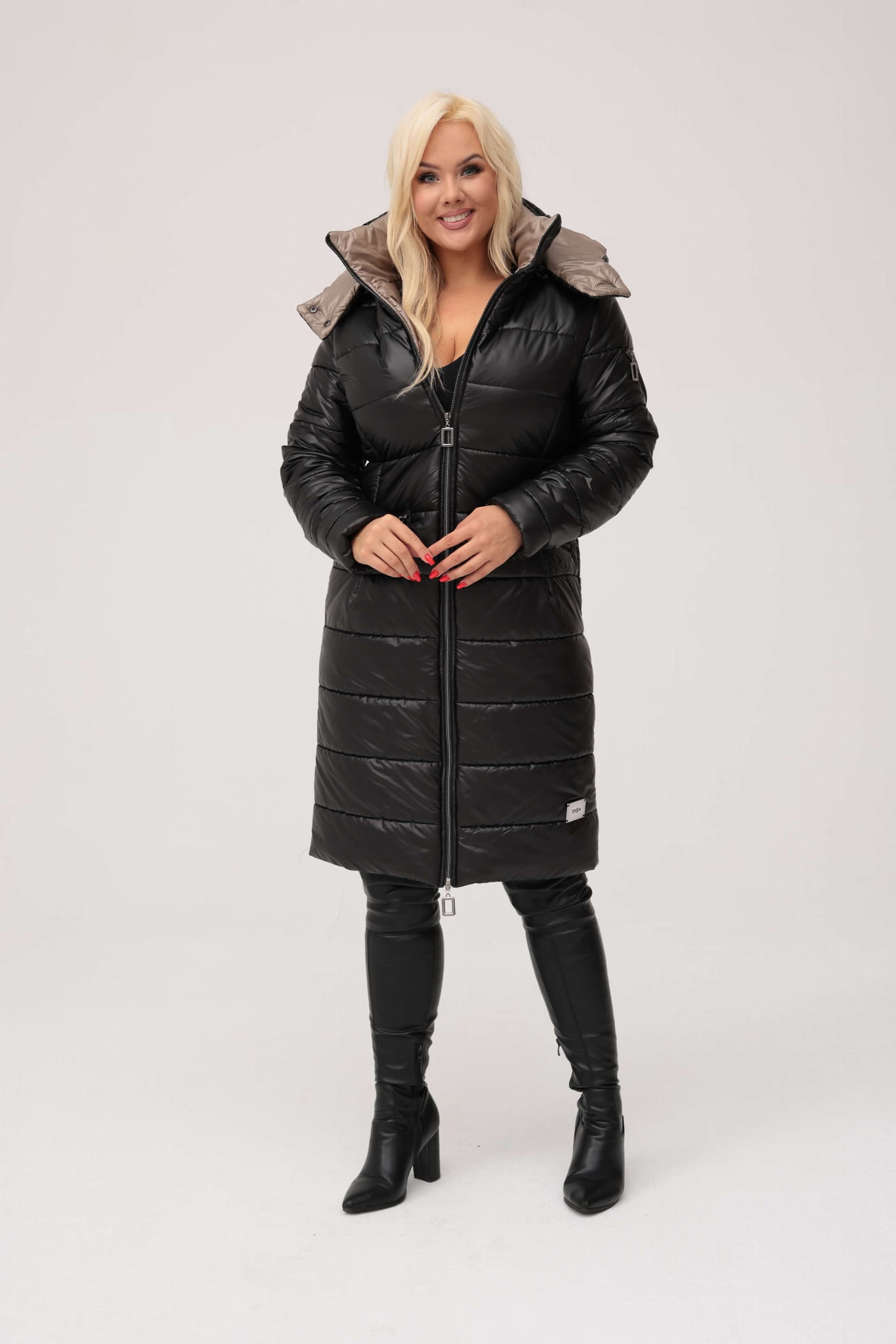 Pikowany ocieplony czarny płaszcz / kurtka Vanessa XXL OVERSIZE JESIEŃ ZIMA