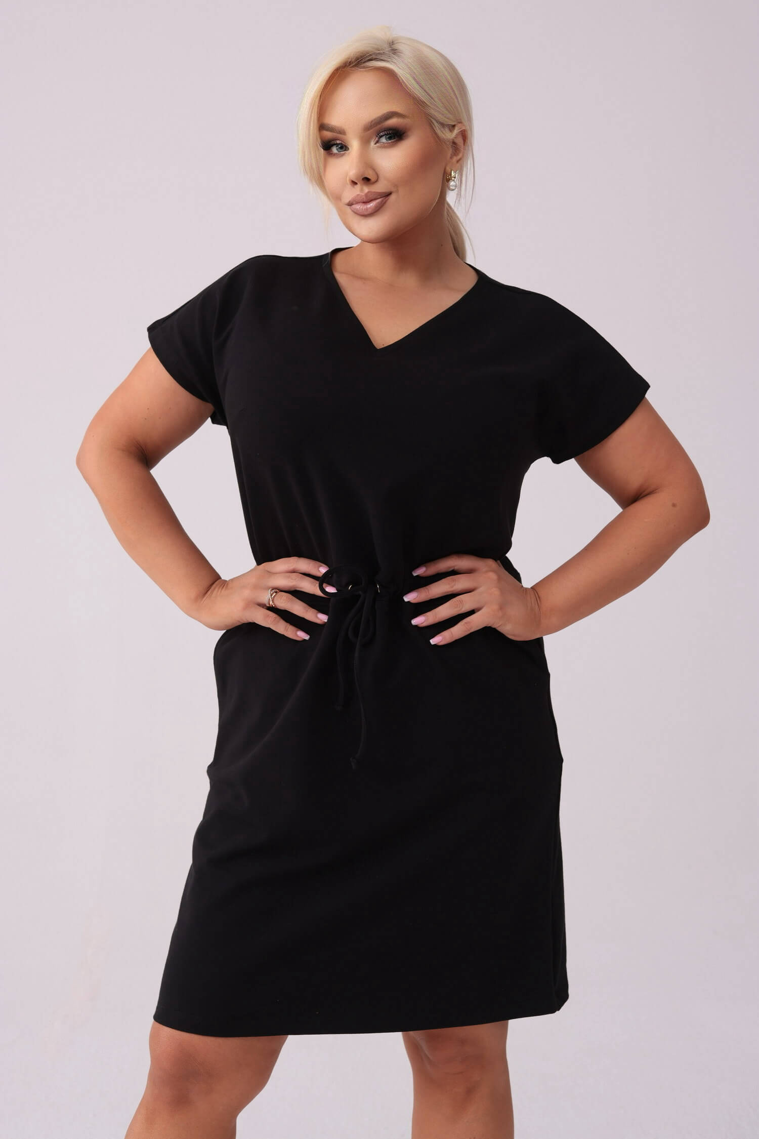 Dresowa czarna sukienka Bianca PLUS SIZE XXL WIOSNA