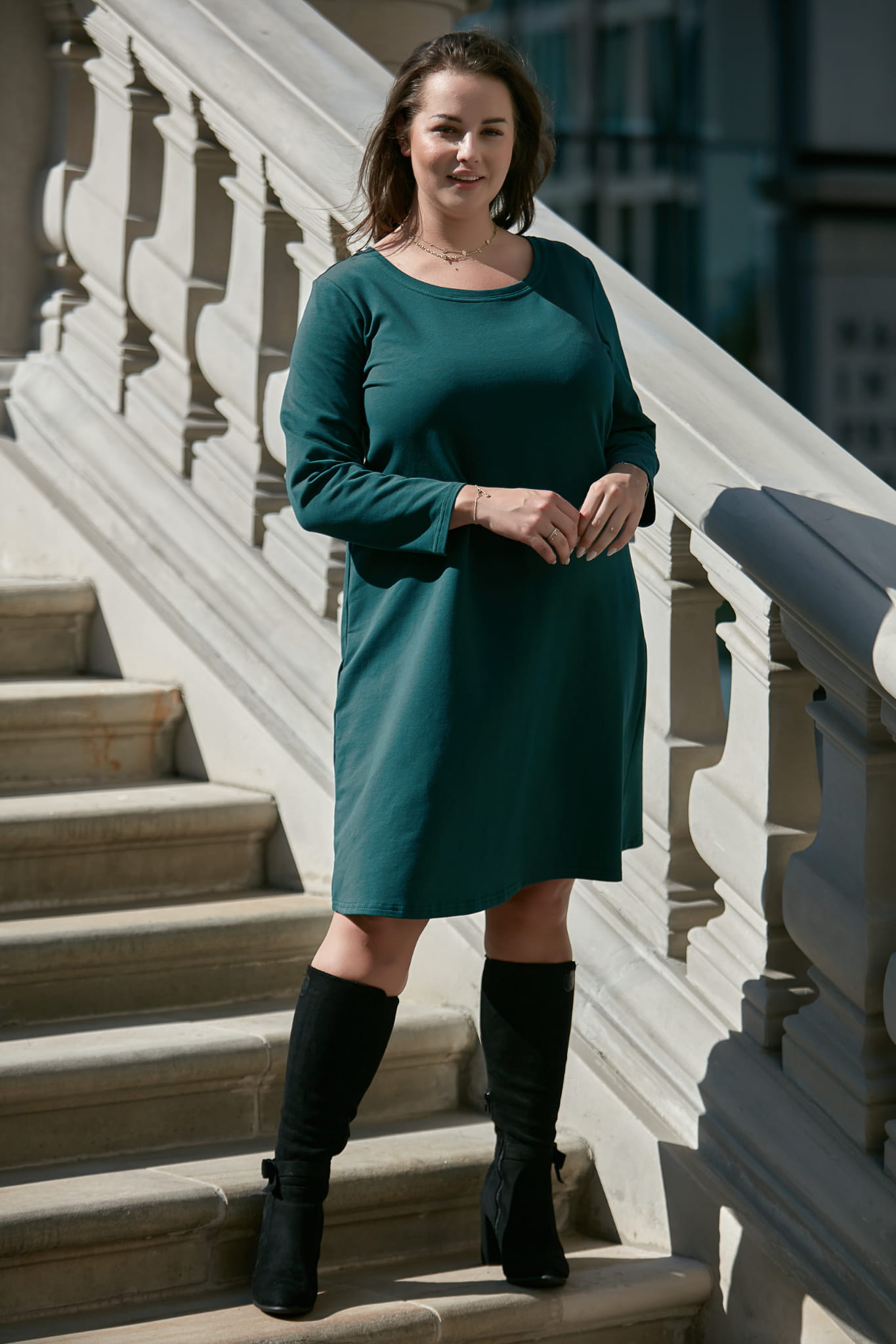 Sukienka Klara w kolorze ciepłego bałtyku XXL OVERSIZE JESIEŃ