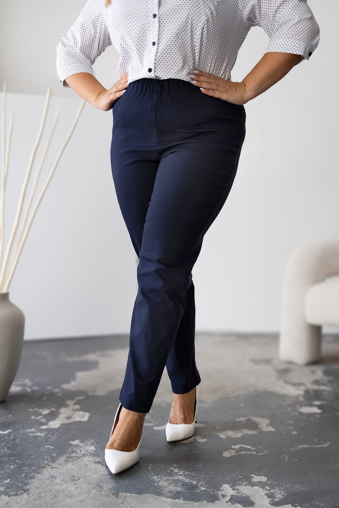 Granatowe spodnie Alex PLUS SIZE XXL