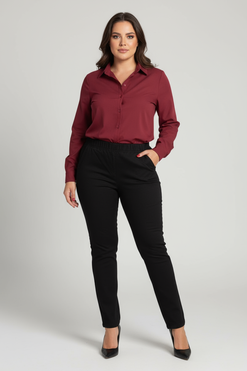 Eleganckie czarne spodnie Jeangaliny02 o kroju regular PLUS SIZE XXL OVERSIZE JESIEŃ