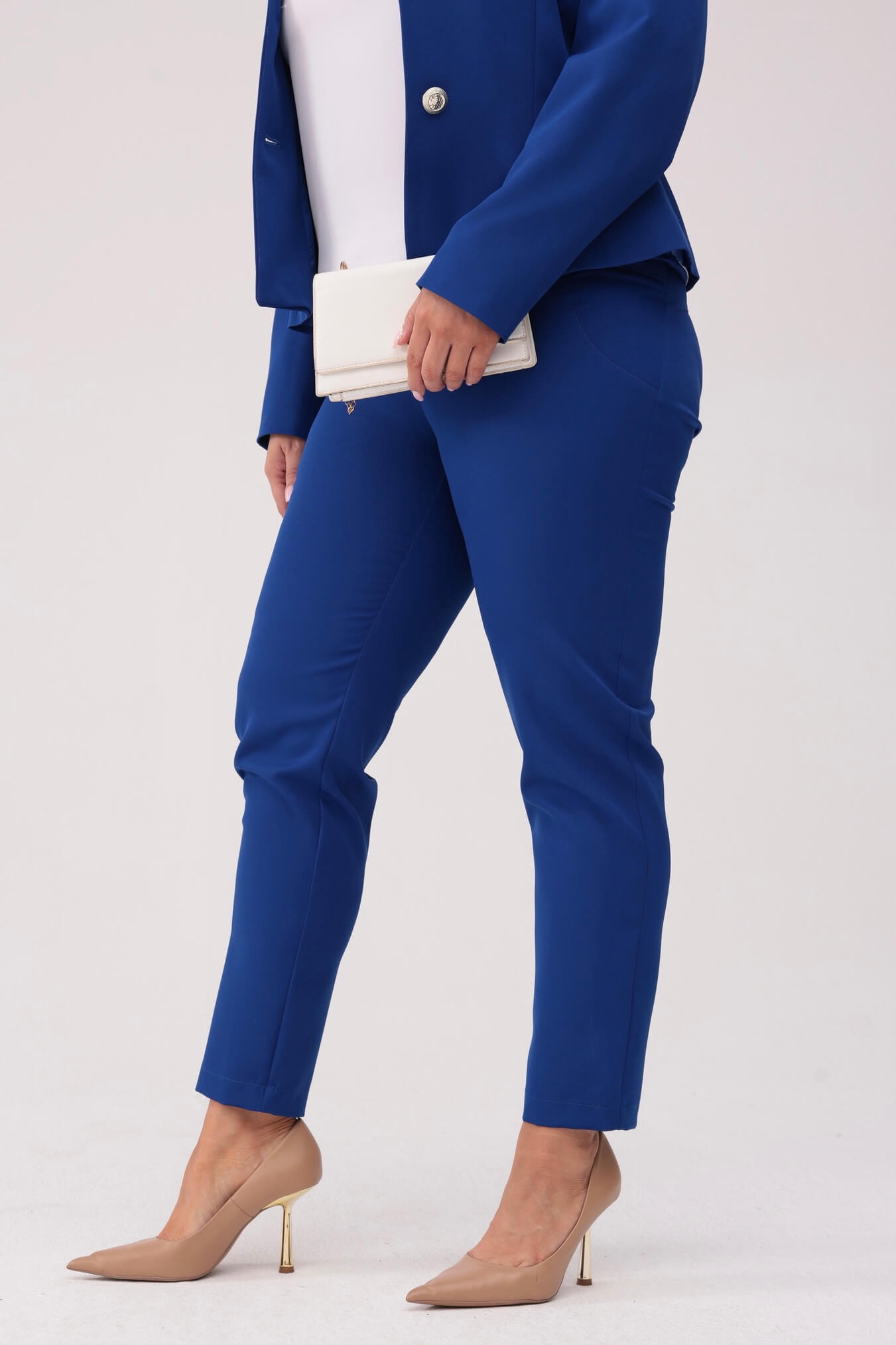 Eleganckie biznesowe spodnie Amelia w szafirowym kolorze PLUS SIZE XXL OVERSIZE WIOSNA