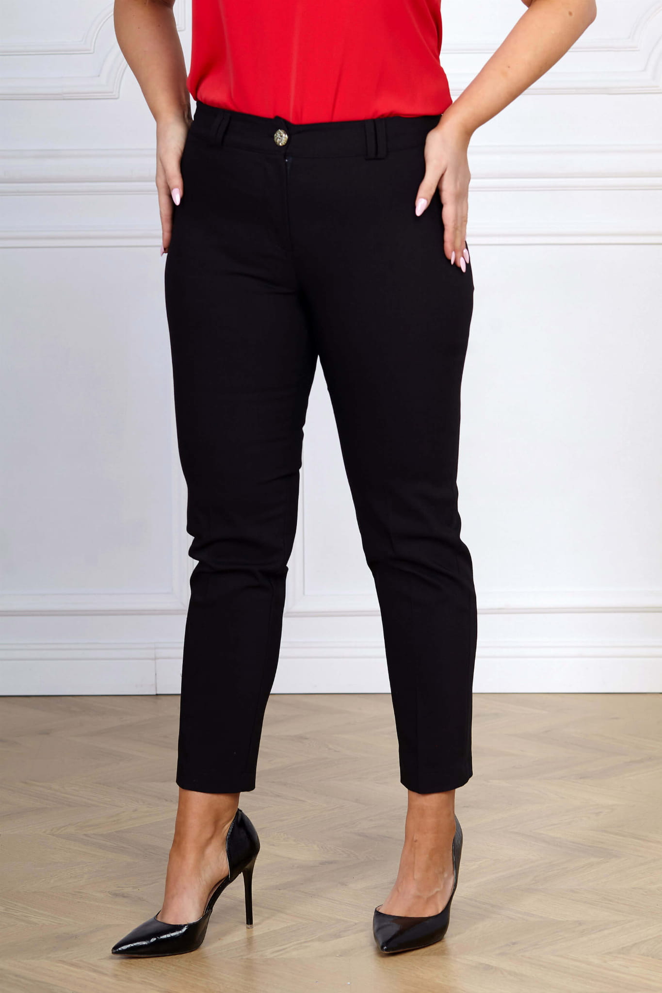 Eleganckie czarne spodnie cygaretki Inez XXL OVERSIZE