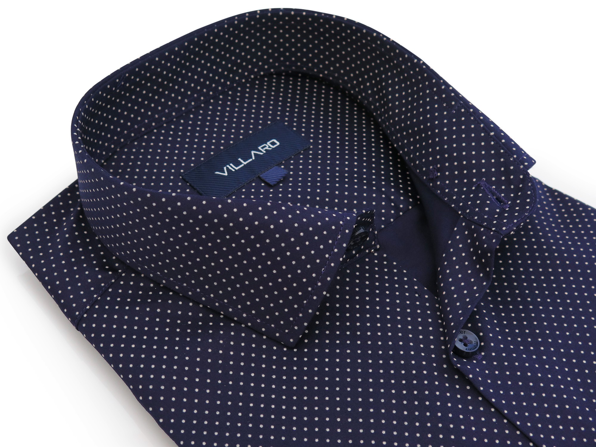 Granatowa koszula w kropki A084