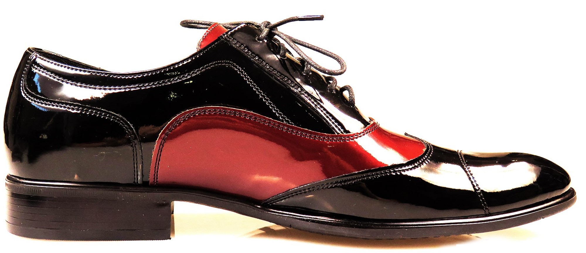 Czarno-bordowe buty wizytowe T99 - Austerity, caponki