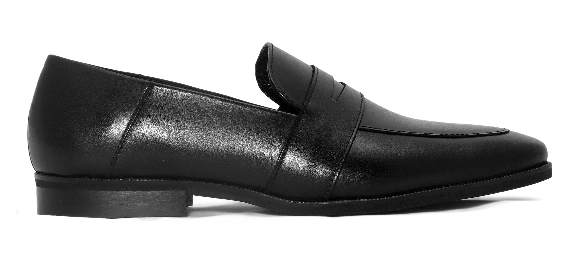 Czarne loafersy - wsuwane buty męskie - penny loafers T217