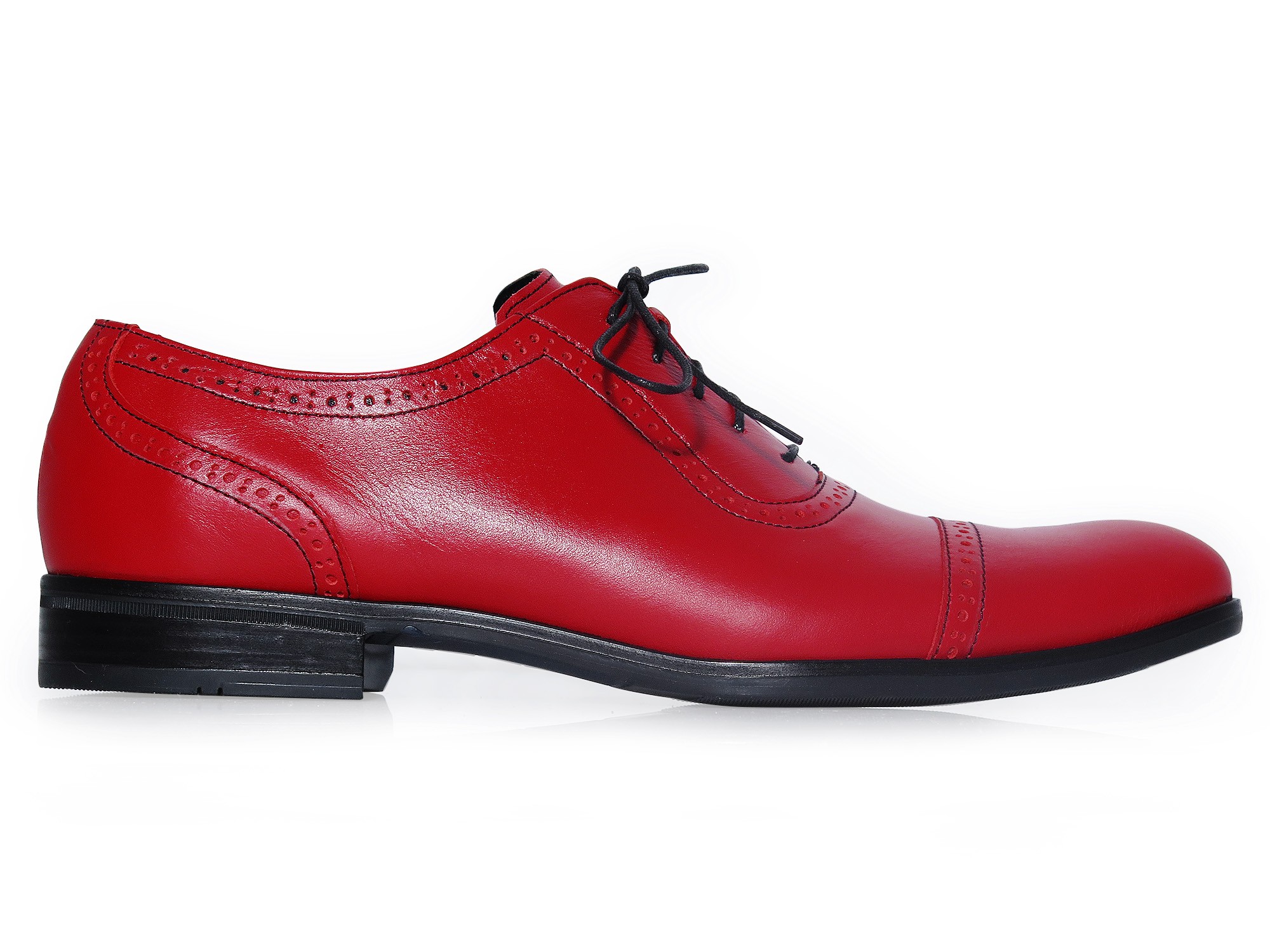 Czerwone brogsy typu adelaide - czarna podeszwa T190