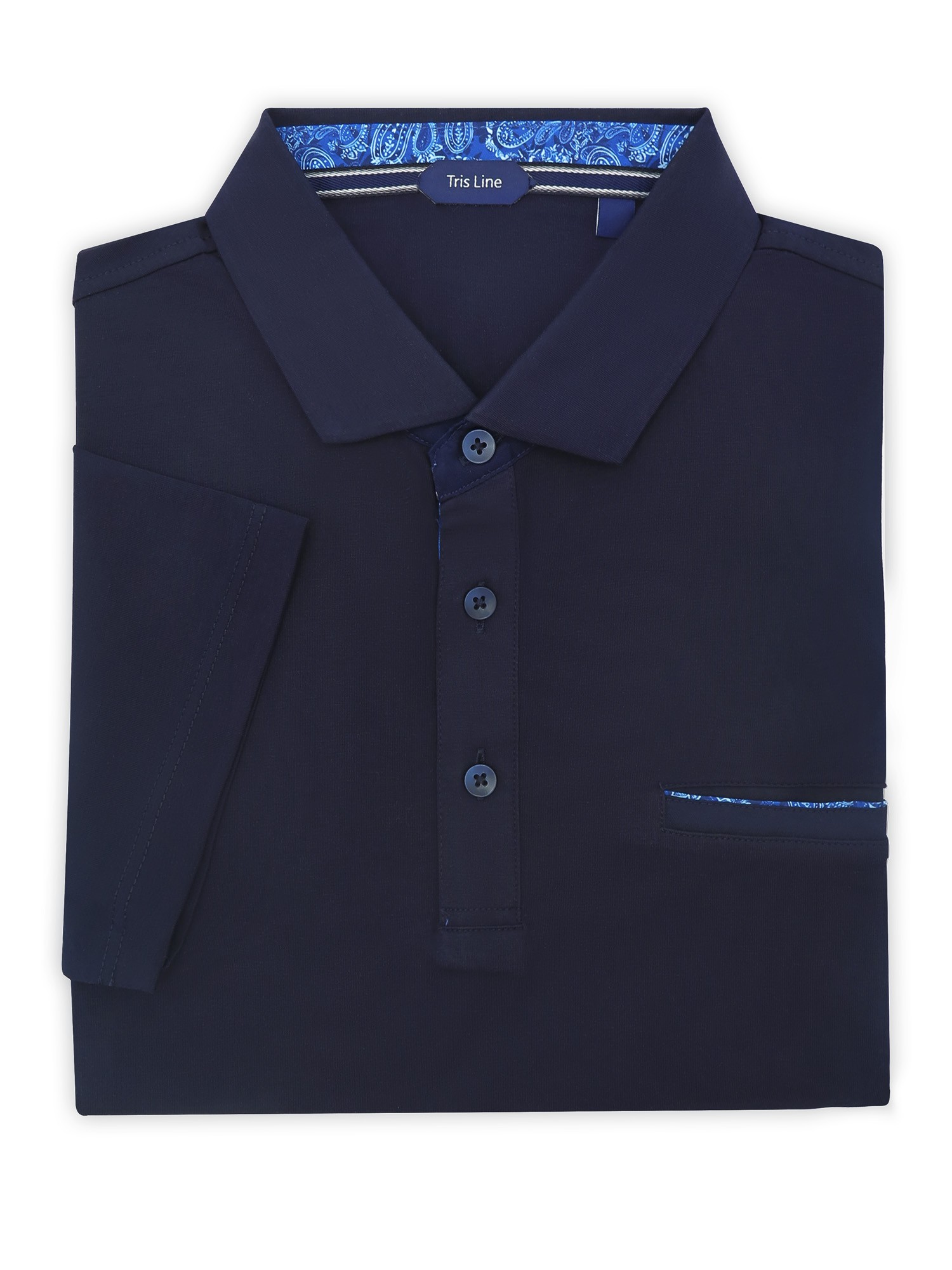 Granatowa elastyczna męska koszulka polo Tris Line - KP31